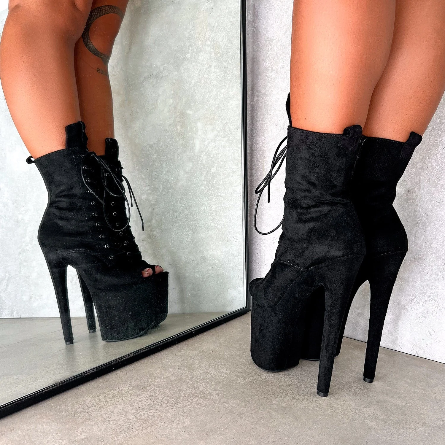 BabyDoll Black Open Toe Wide Fit - 8 INCH - Image 3