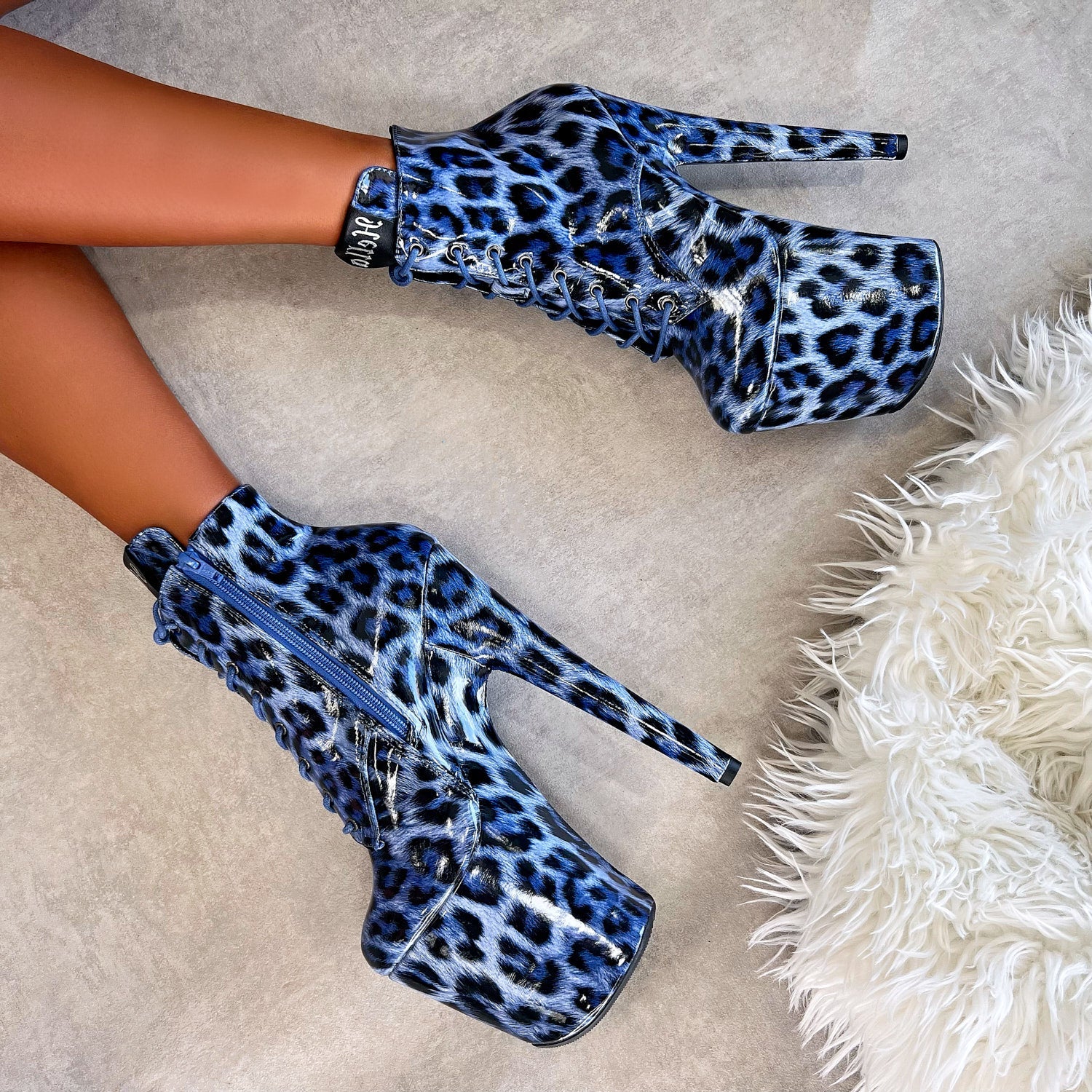 Blue Leopard Ankle Boot - 8 INCH - Image 2