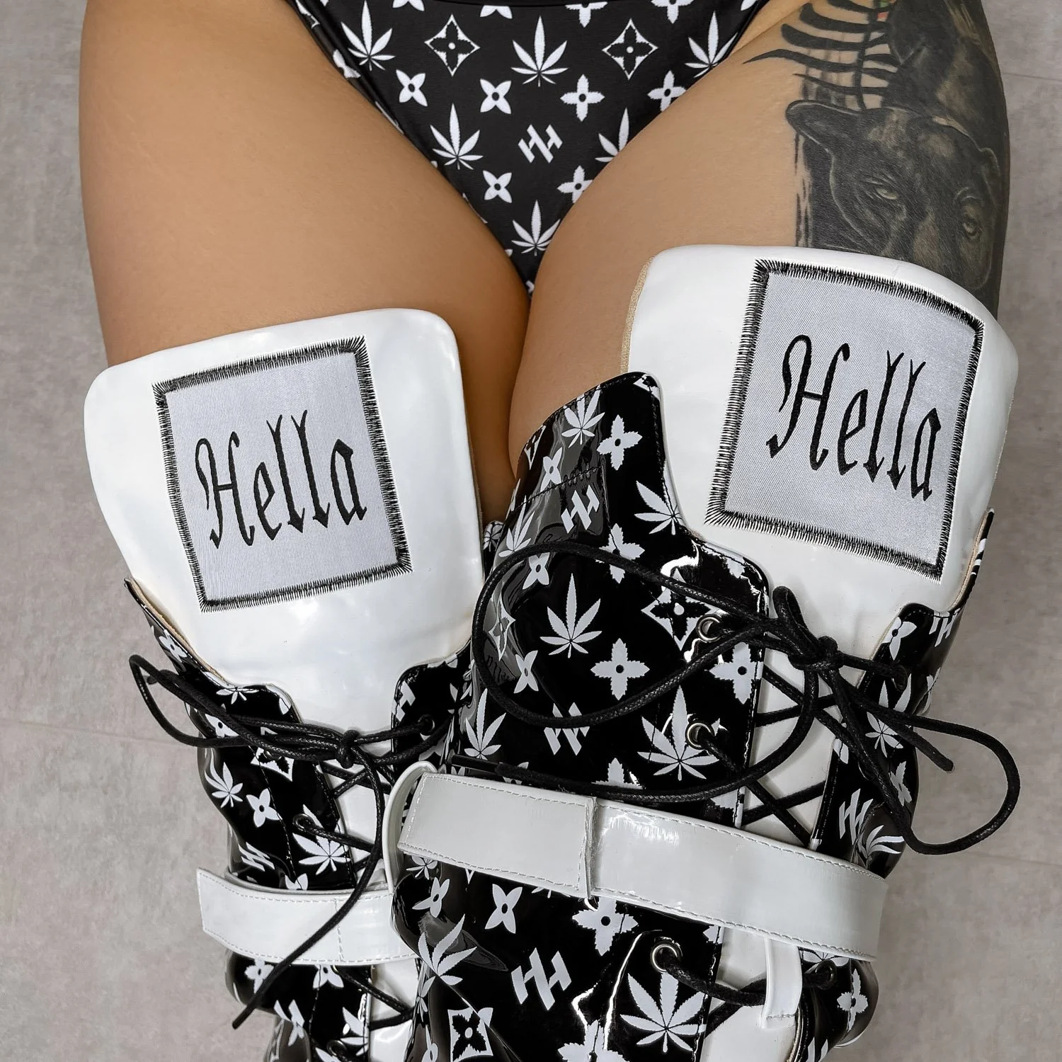 Branded Thigh High - Black - 8 INCH - Image 3
