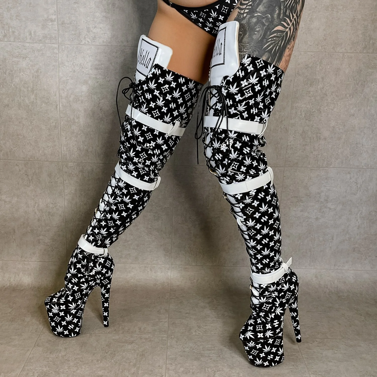 Branded Thigh High - Black - 8 INCH - Image 4