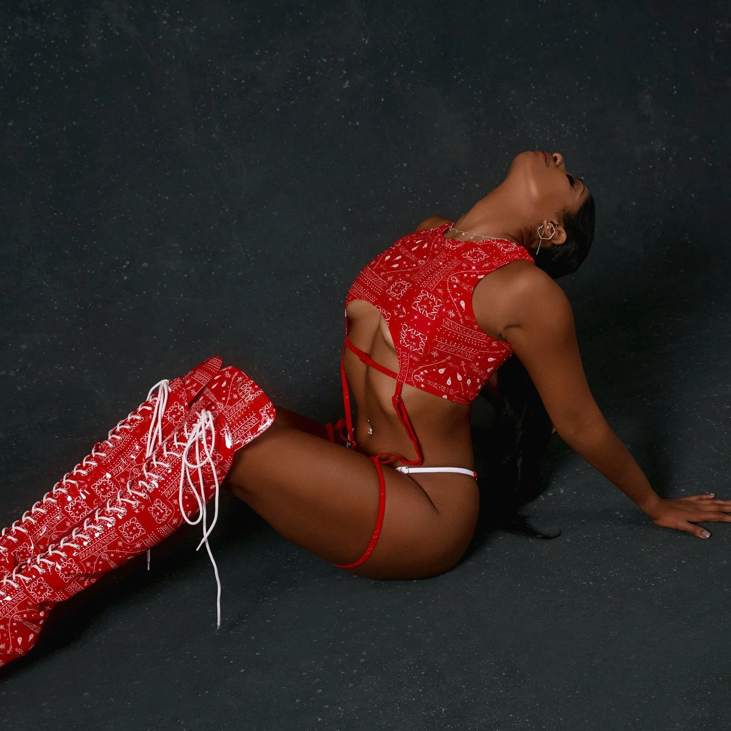 Buckle Up Garter Top - Drop it Like its THOT - Red - Image 4