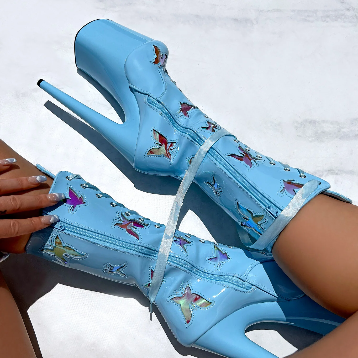 Butterfly Boot - Blue - 8 INCH - Image 2