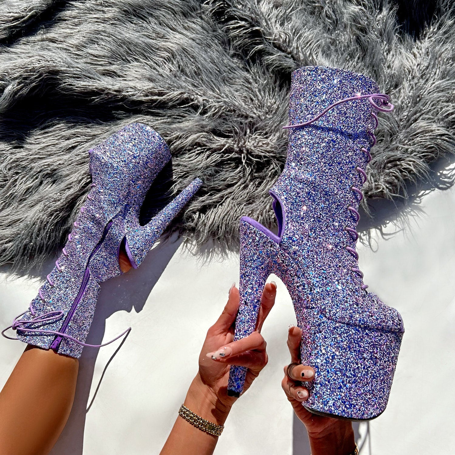 The Glitterati Xtra - OHOT Boot - Confetti - 8INCH - Image 4