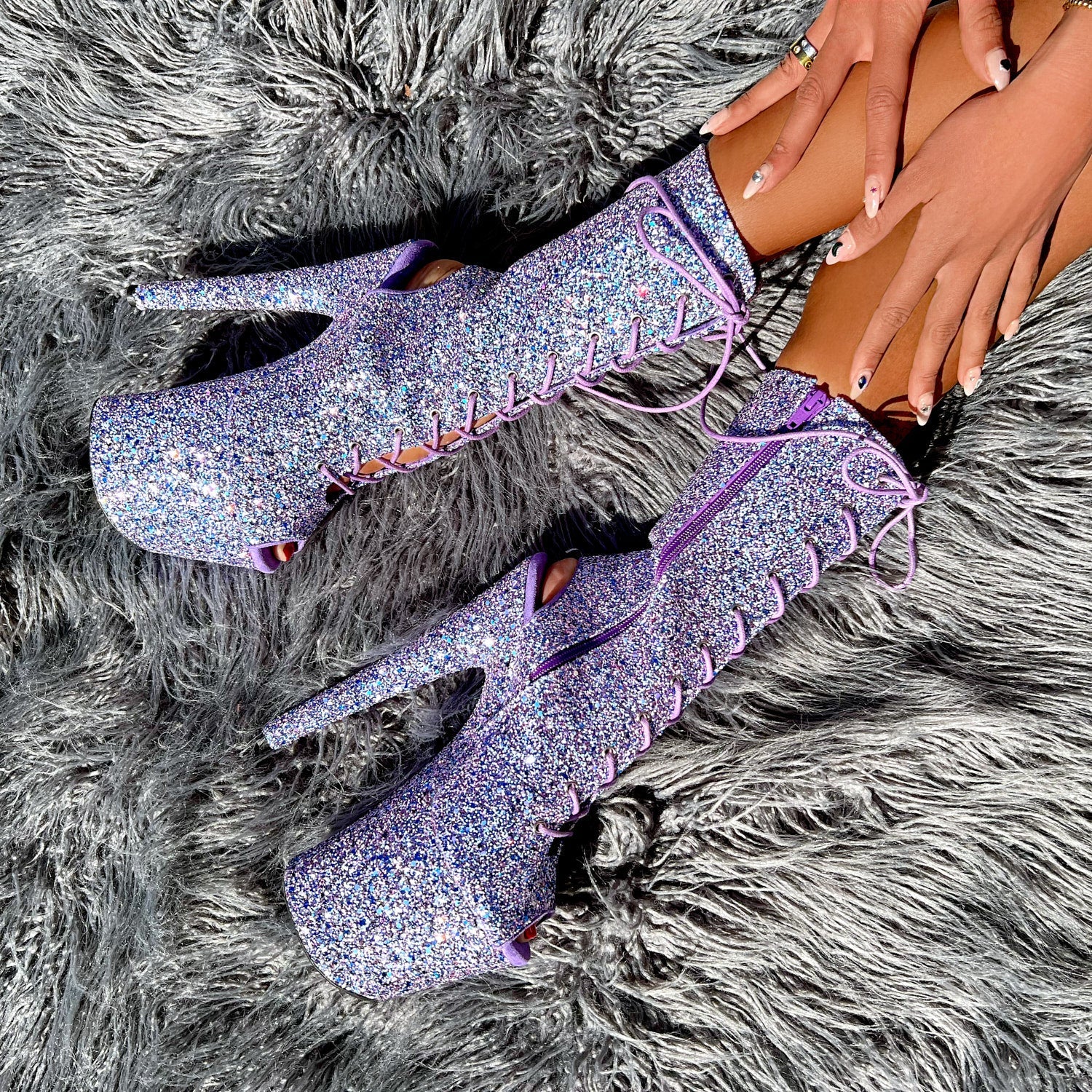 The Glitterati Xtra - OHOT Boot - Confetti - 8INCH - Image 5