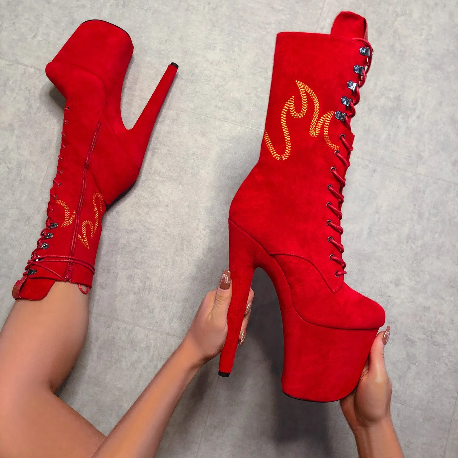 HellGirl Red/Yellow Front Lace - 8 INCH