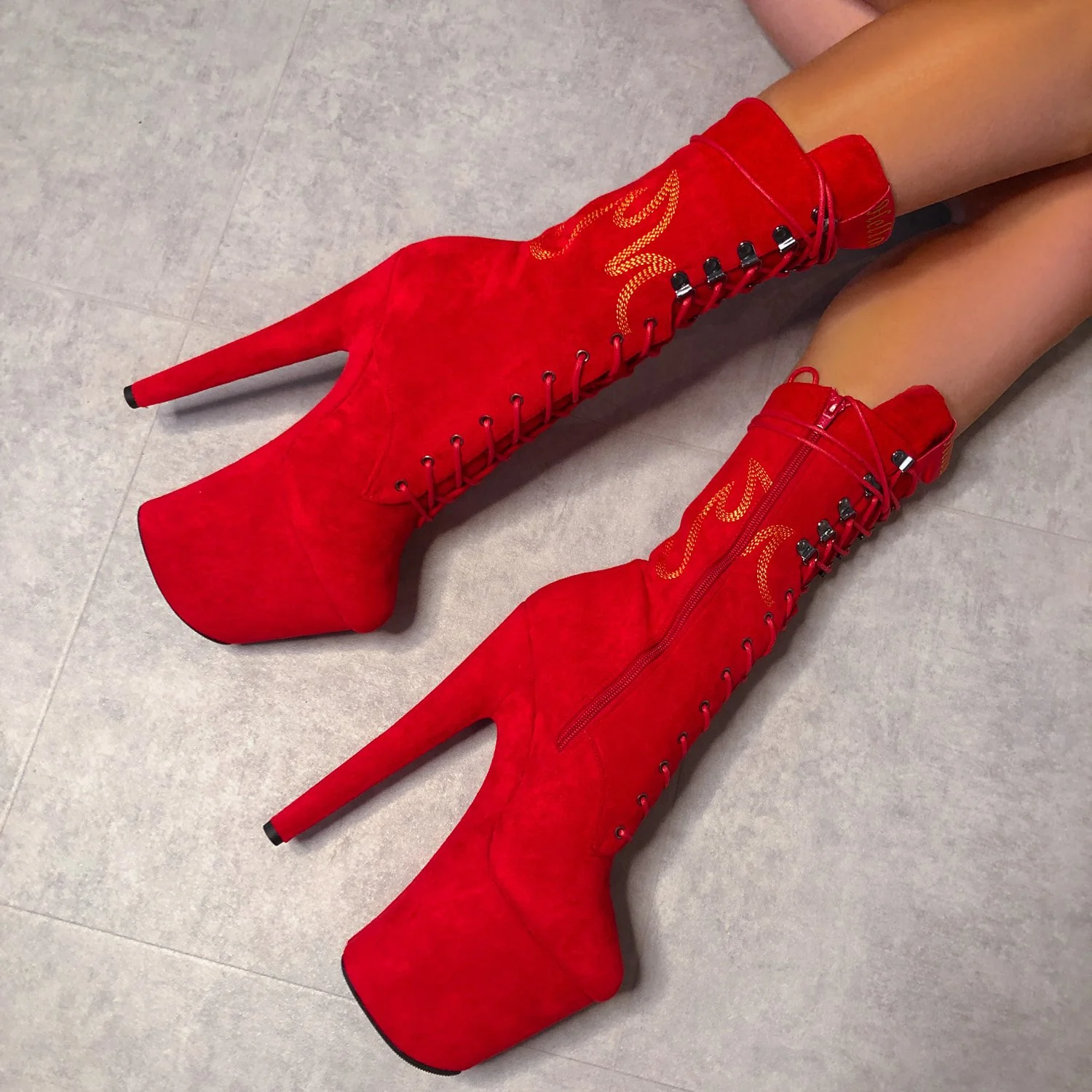 HellGirl Red/Yellow Front Lace - 8 INCH - Image 3