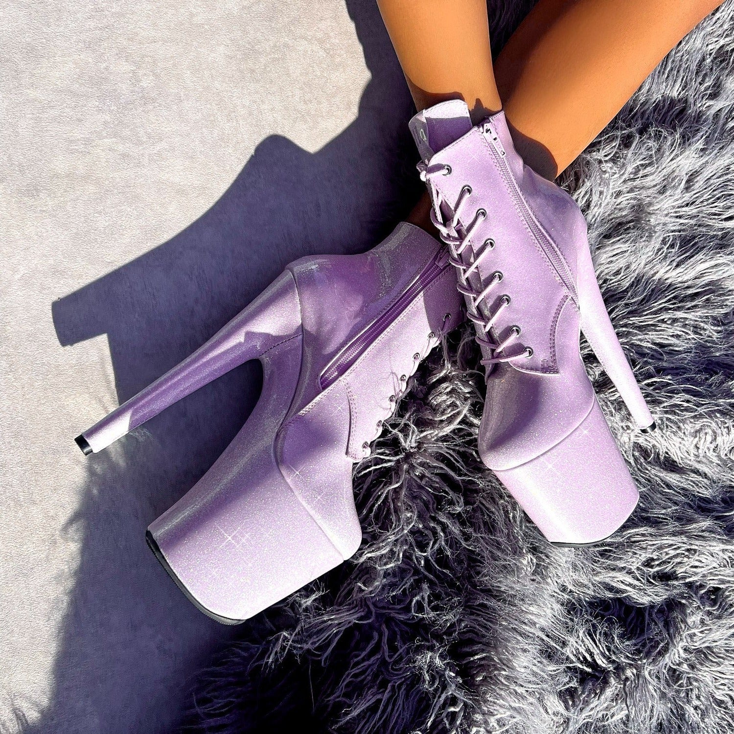 The Glitterati Ankle Boot - Lilac Lovers - 8 INCH