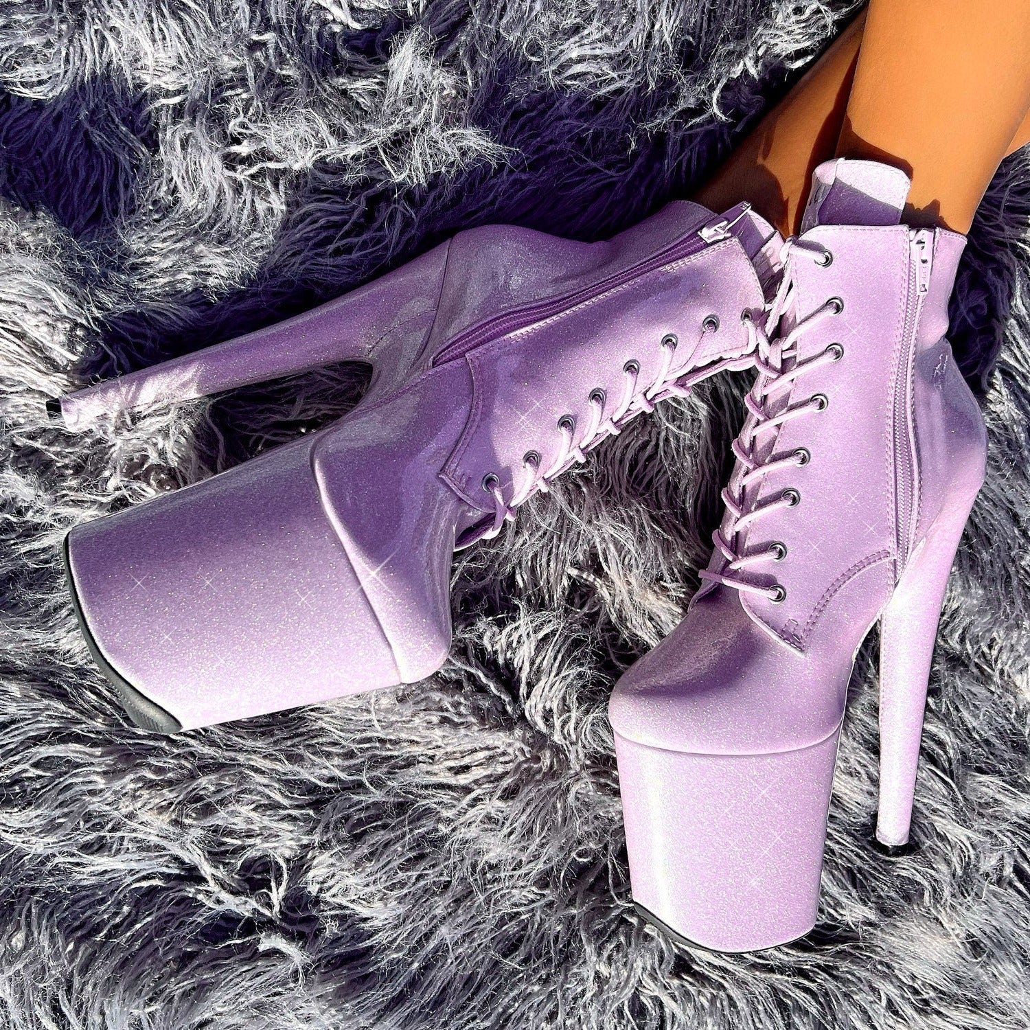 The Glitterati Ankle Boot - Lilac Lovers - 8 INCH - Image 3
