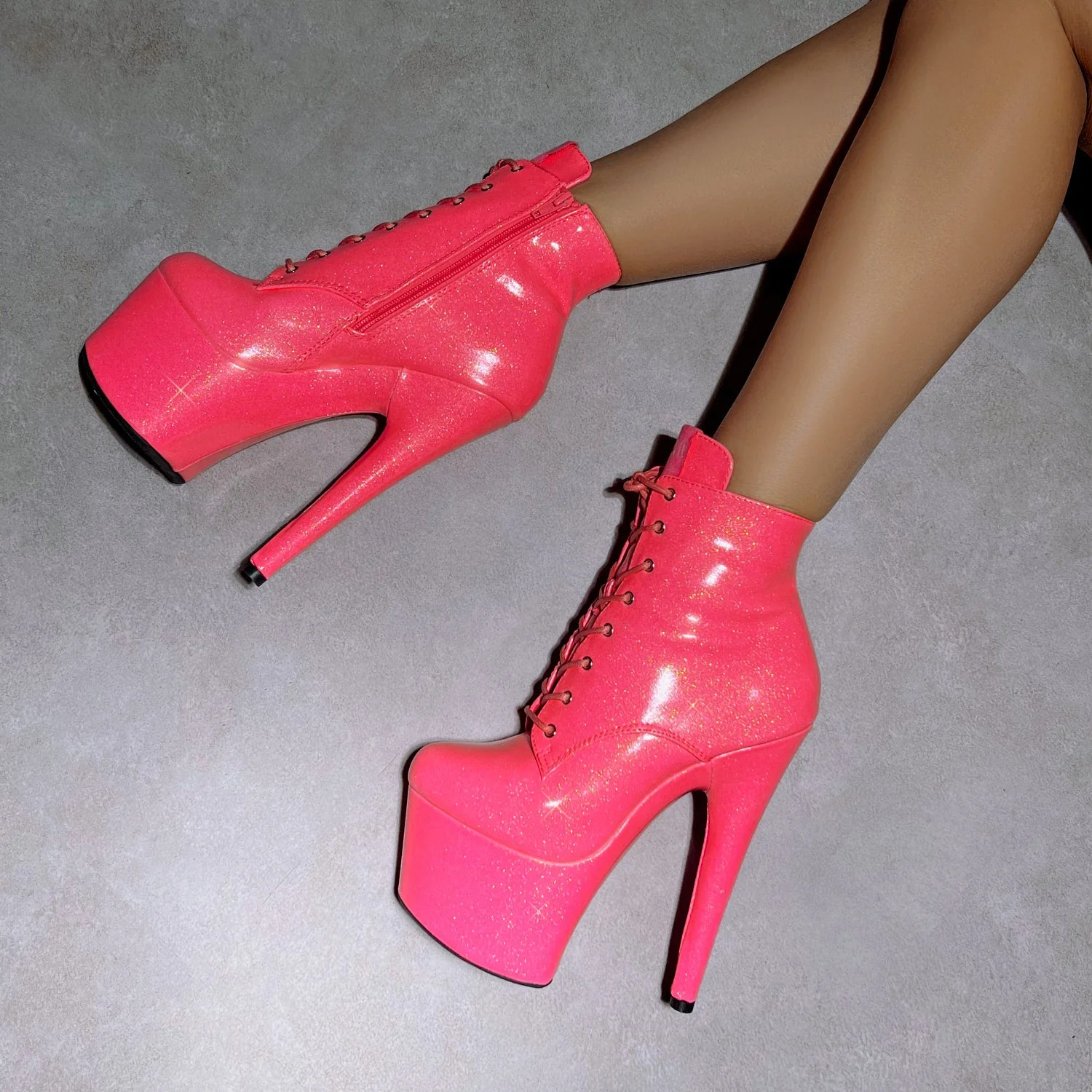The Glitterati Ankle Boot - Juicy Pink Burst - 7 INCH - Image 3