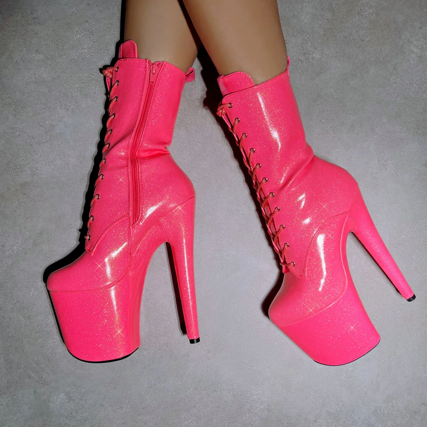 The Glitterati Boot - Juicy Pink Burst - 8INCH - Wide Fit - Image 4