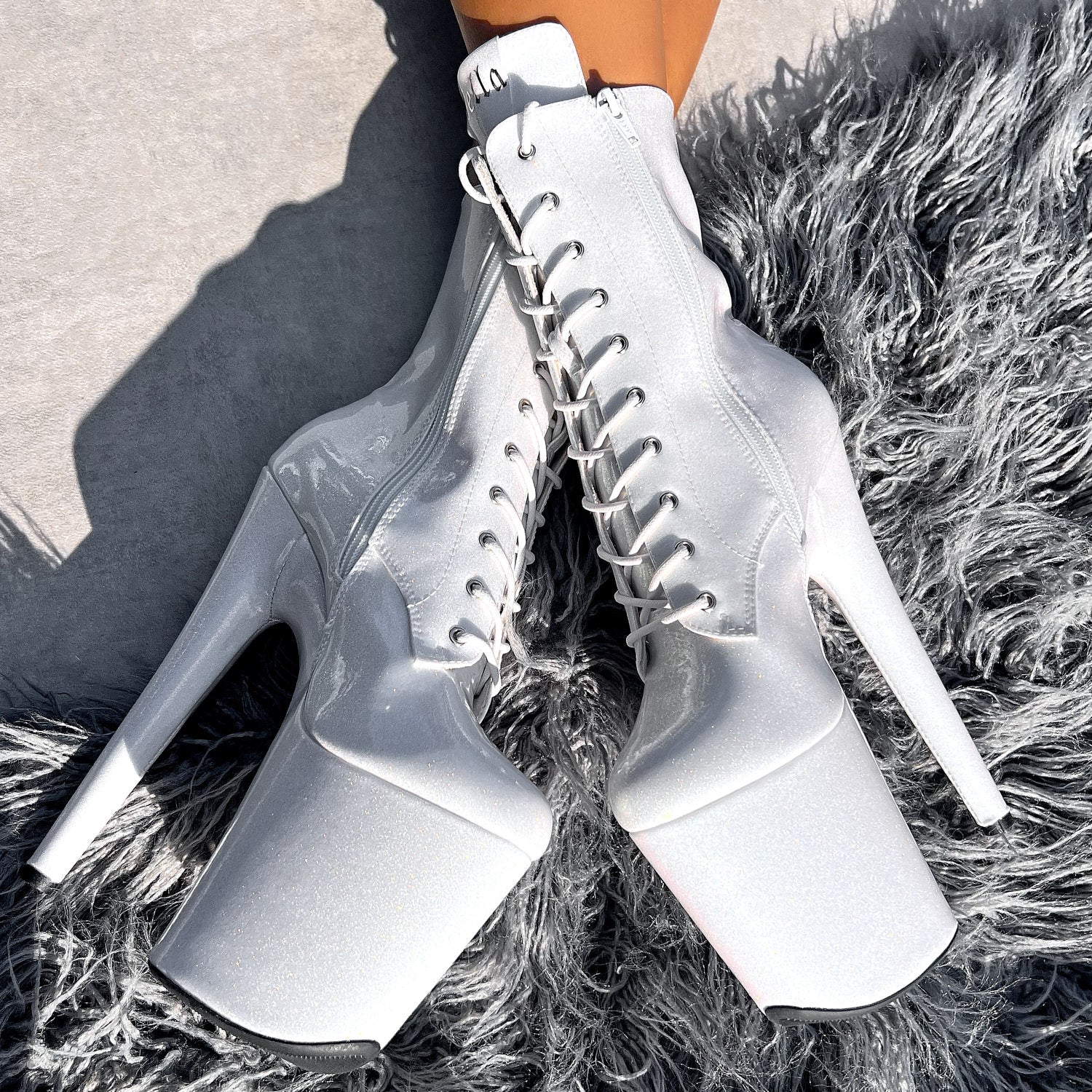 The Glitterati Boot - Snow Kween - 8 INCH