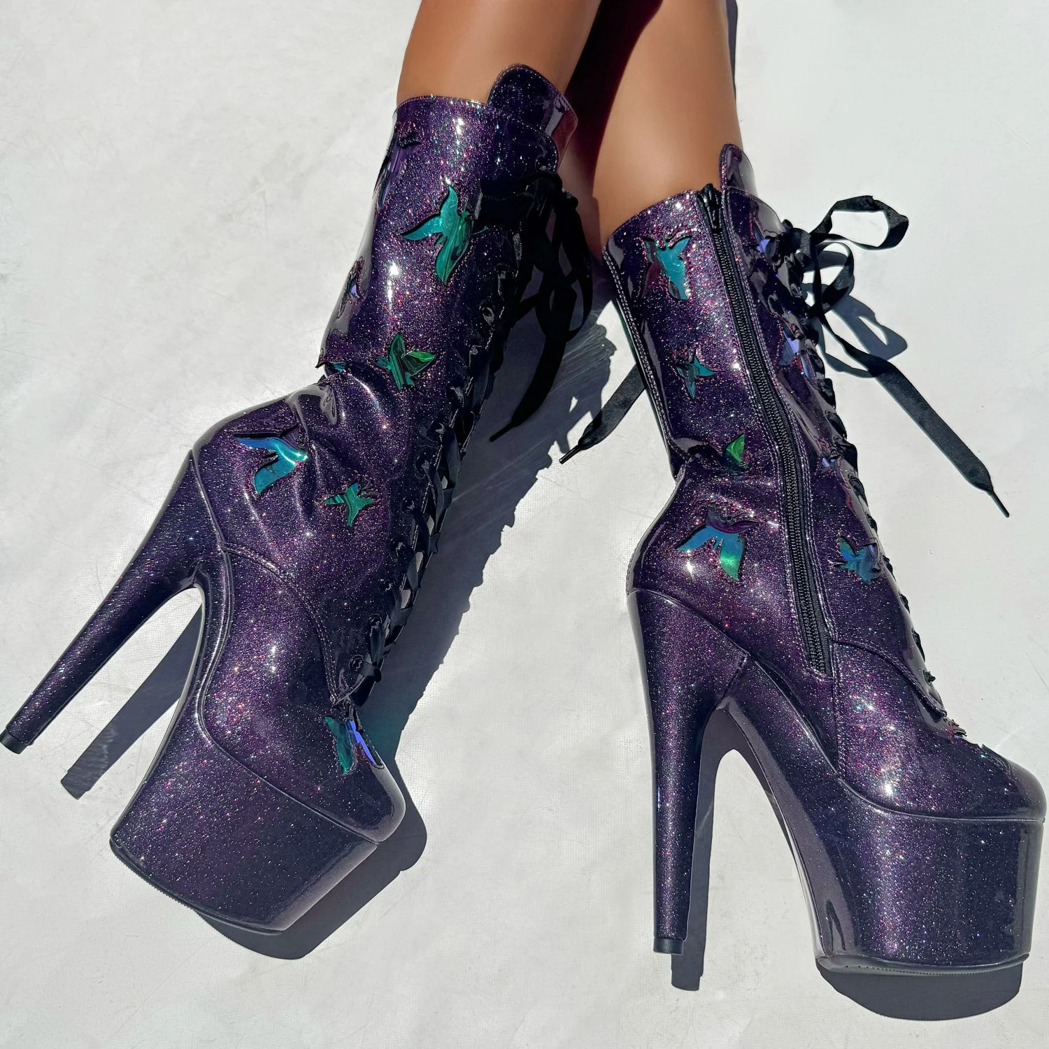 The Glitterati Butterfly Boot - Mystical Purple - 7INCH - Image 2