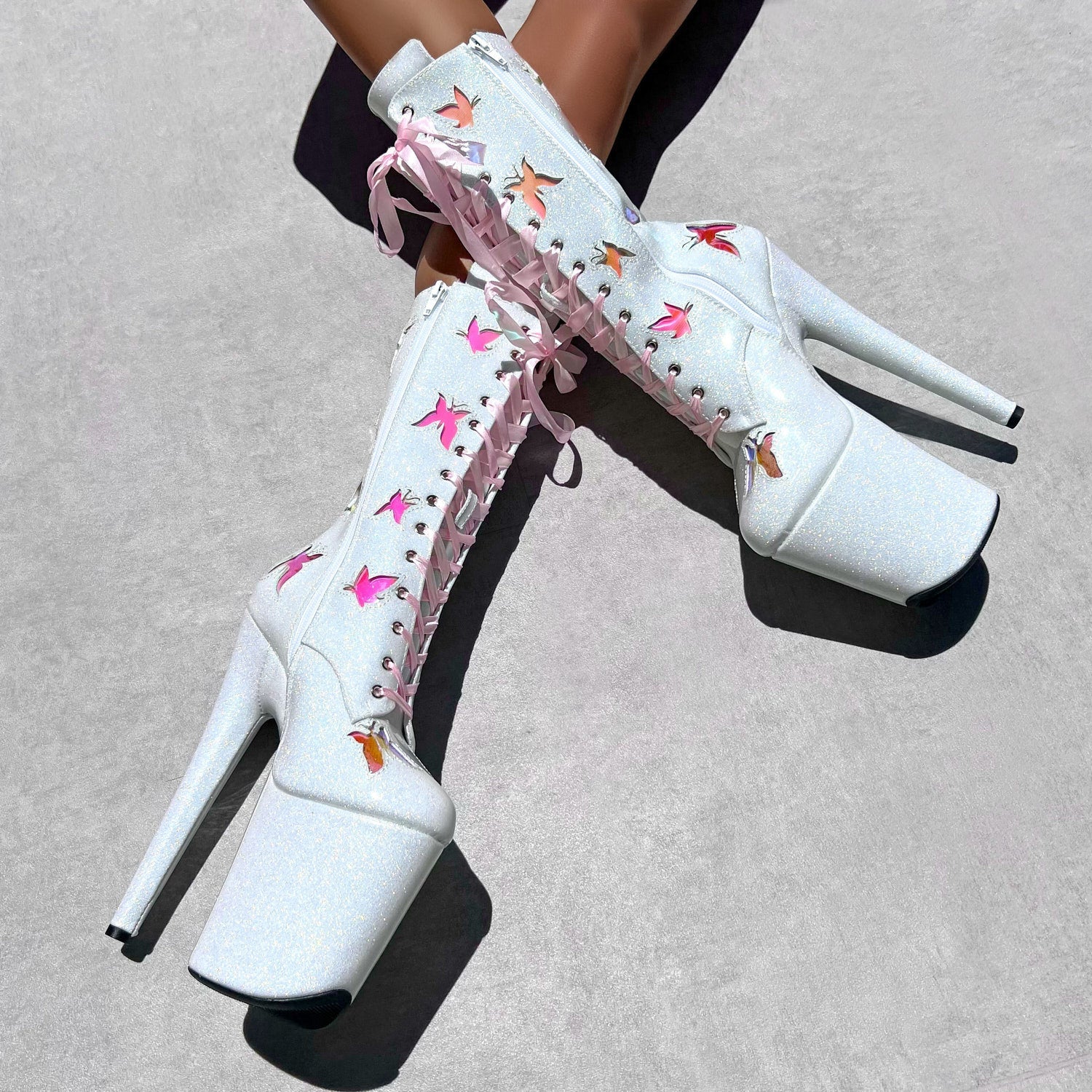 The Glitterati Butterfly Boot - Snow Kween - 8INCH - Image 2