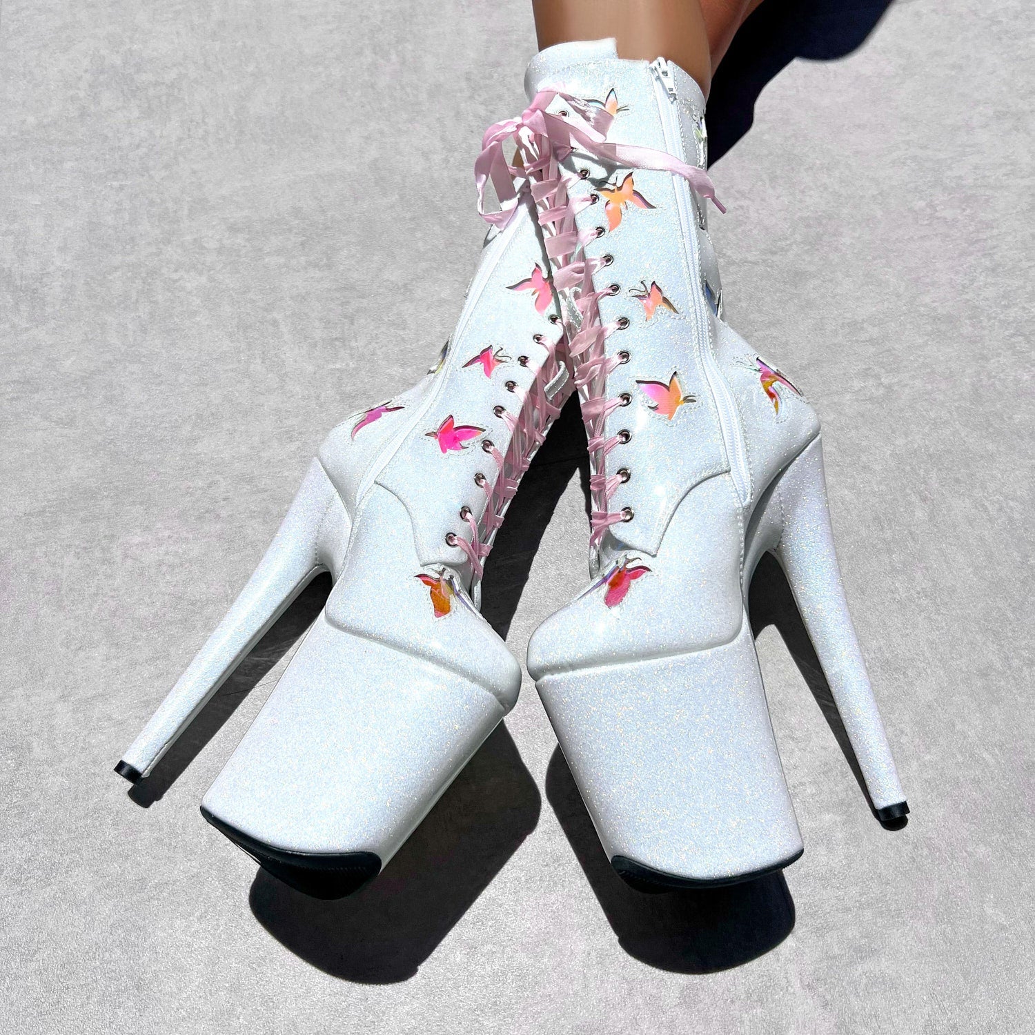 The Glitterati Butterfly Boot - Snow Kween - 8INCH - Image 3
