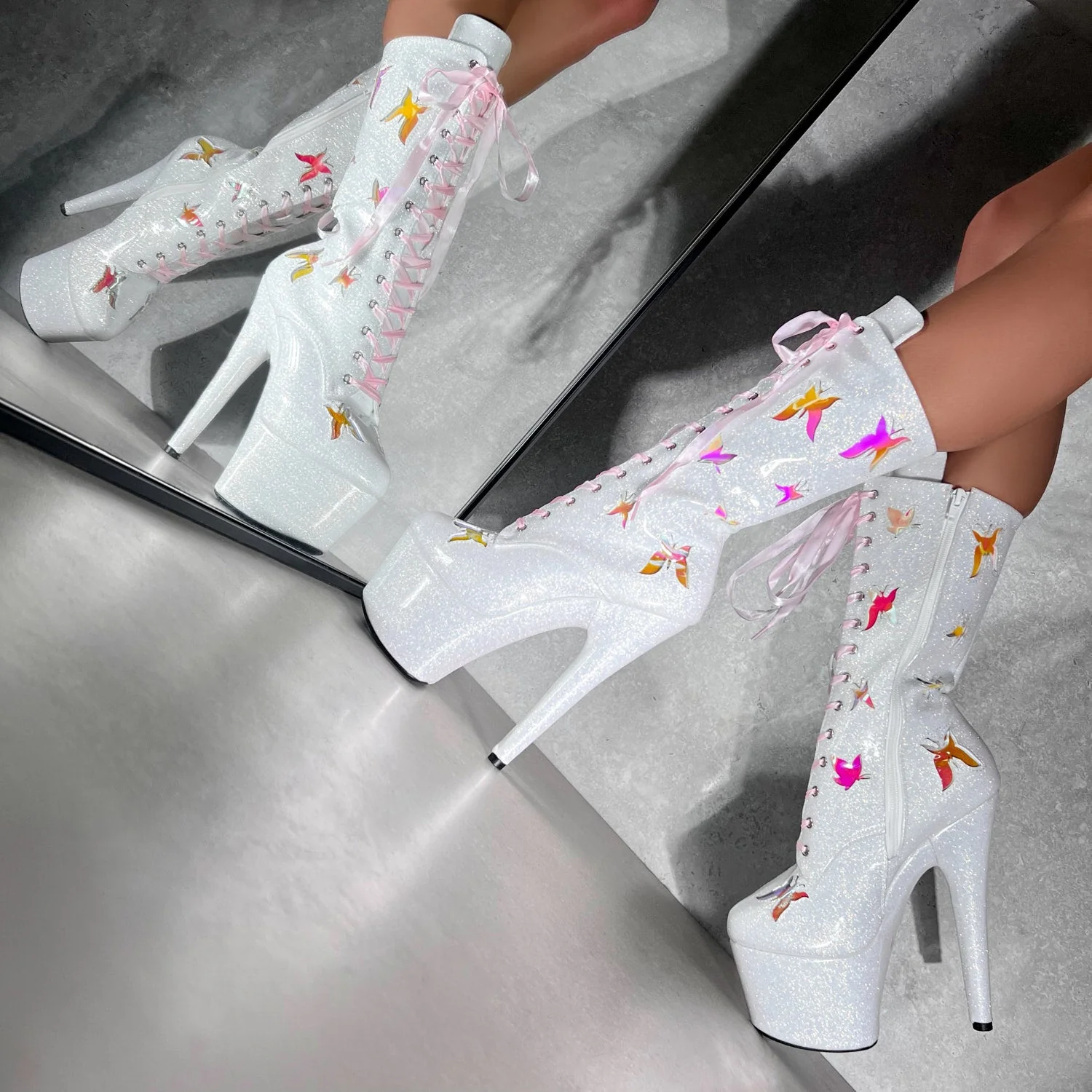 The Glitterati Butterfly Boot - Snow Kween - Wide Fit - 7INCH - Image 2