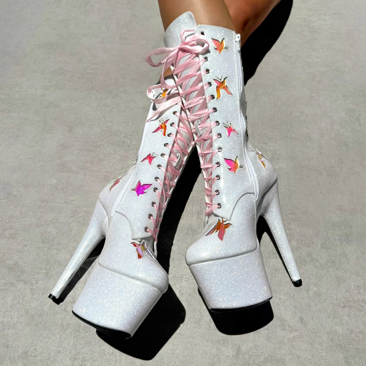 The Glitterati Butterfly Boot - Snow Kween - Wide Fit - 7INCH - Image 4