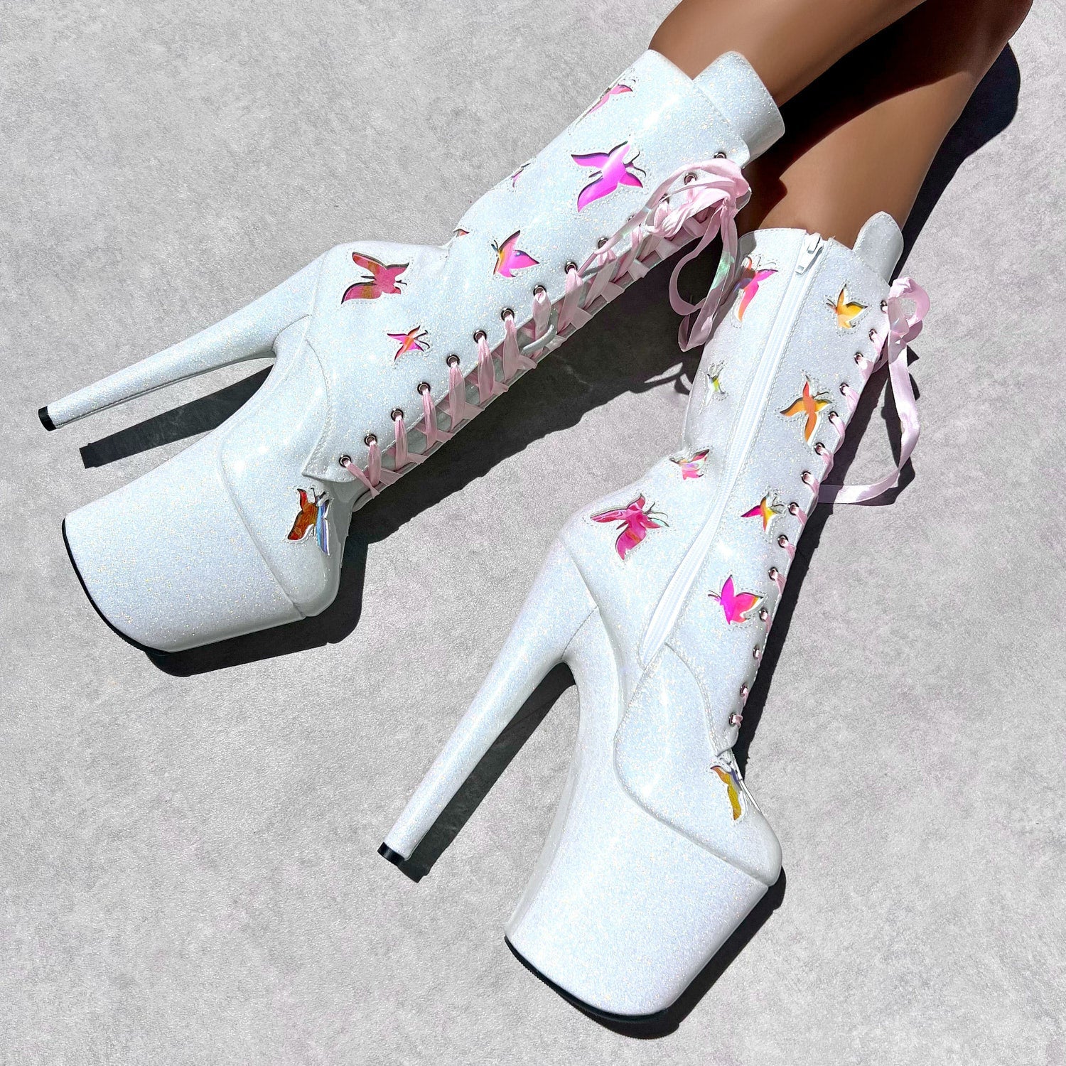 The Glitterati Butterfly Wide Fit  Boot - Snow Kween - 8INCH - Image 3