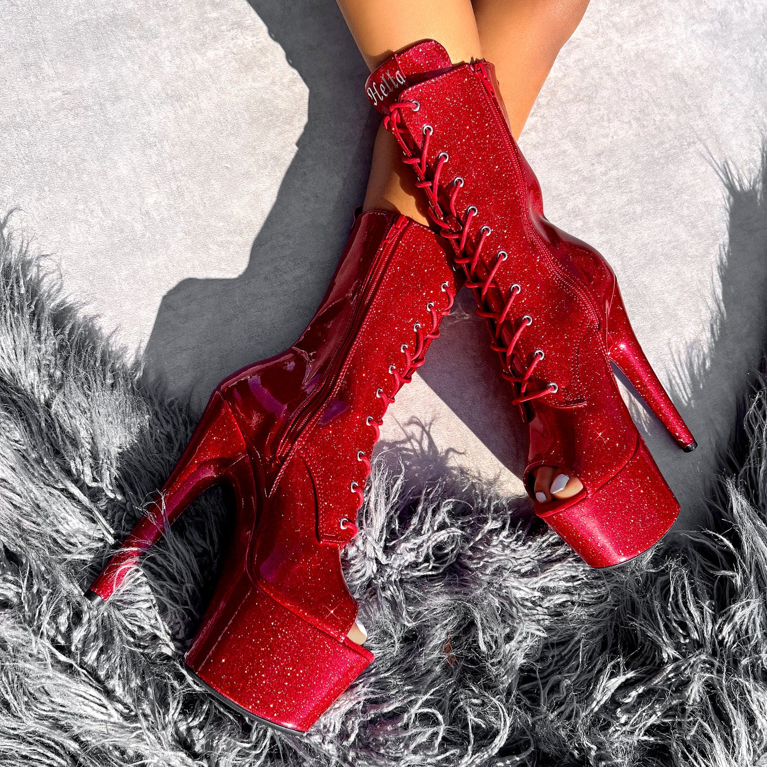 The Glitterati Open Toe Boot - Kansass - 7 INCH - Image 3