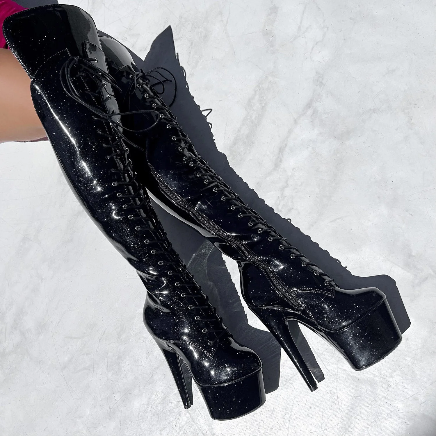 The Glitterati Over Knee Boot - JUICY CALF & WIDE FIT - Sin City - 7 INCH - Image 2