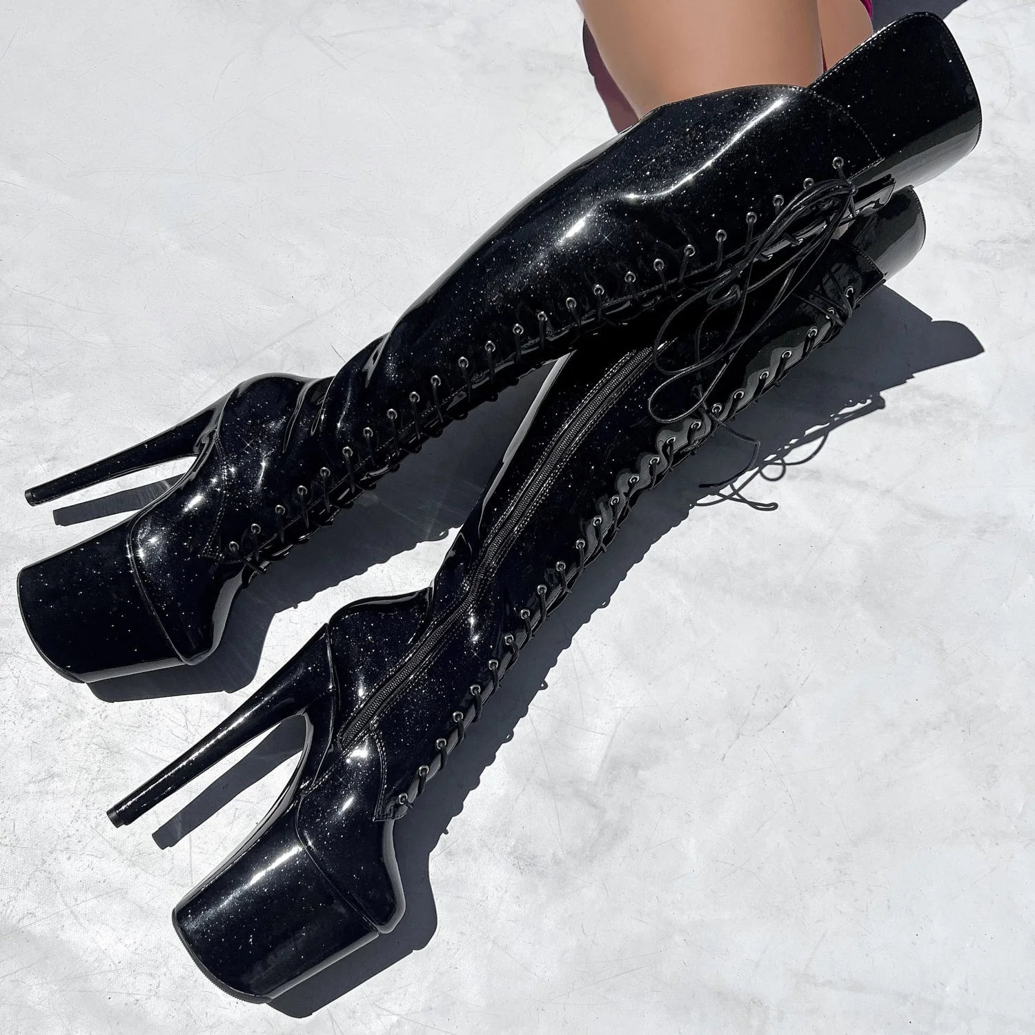 The Glitterati Over Knee Boot - JUICY CALF & WIDE FIT - Sin City - 8 INCH - Image 2