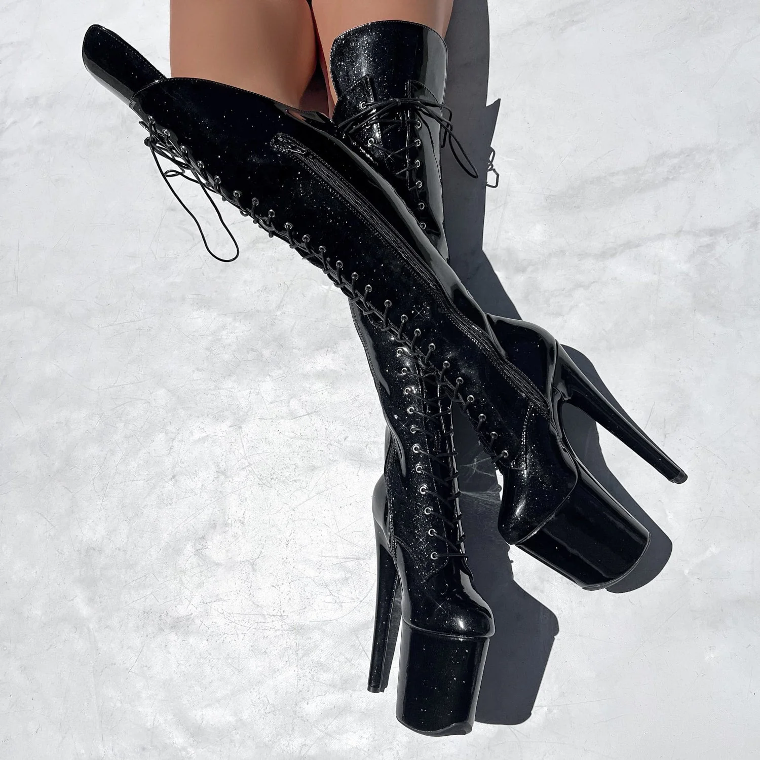 The Glitterati Over Knee Boot - JUICY CALF & WIDE FIT - Sin City - 8 INCH - Image 3
