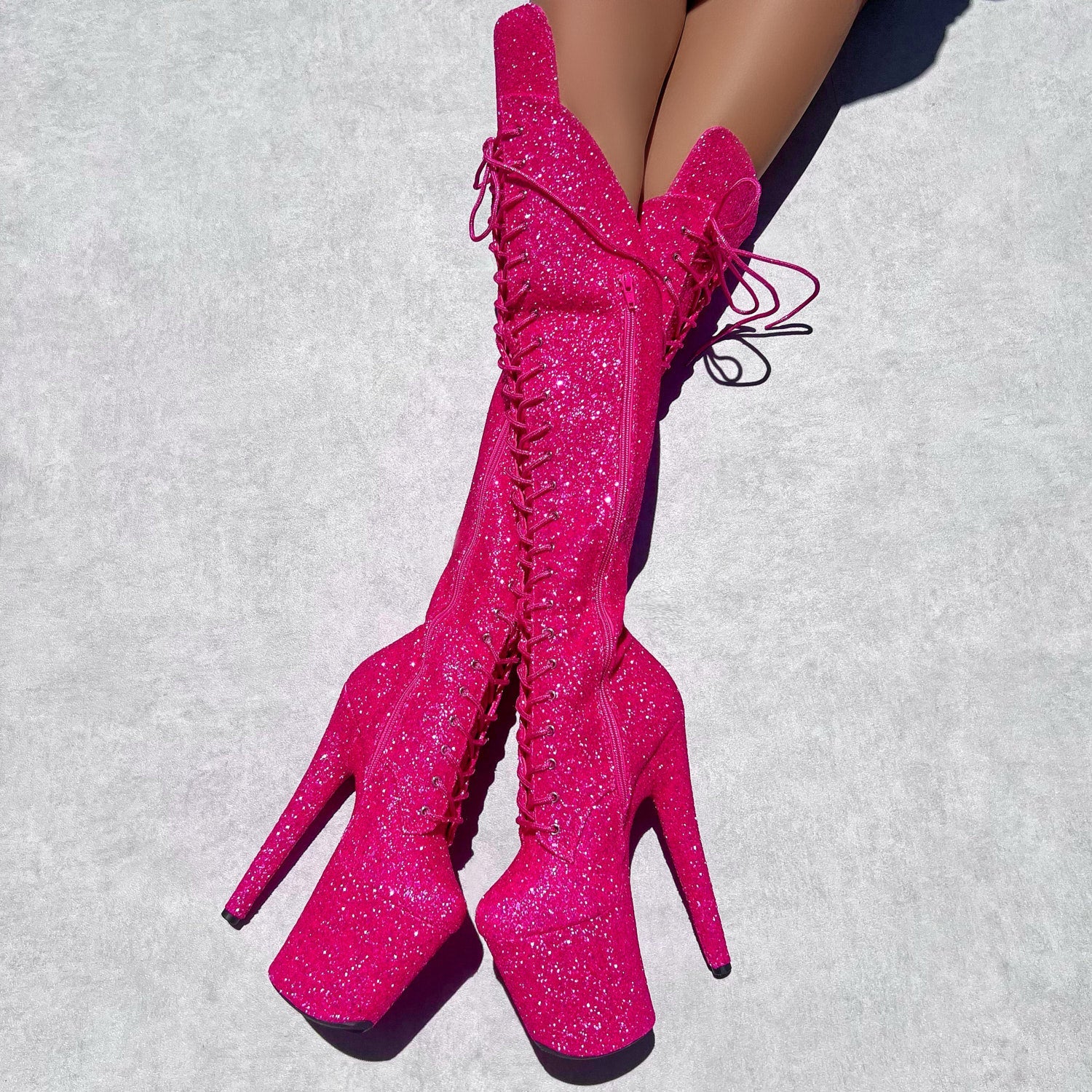 The Giltterati Xtra - Over Knee Boot - Kitty Pink - 8 INCH - Image 5