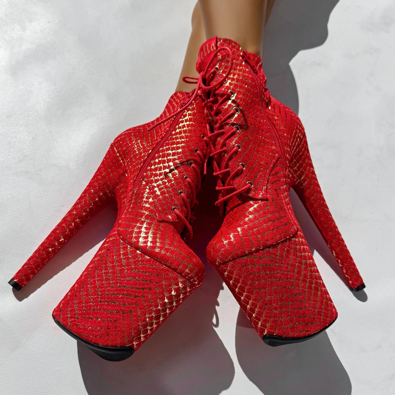 Khaleesi Ankle Boot - Red & Gold - 8INCH - Image 4