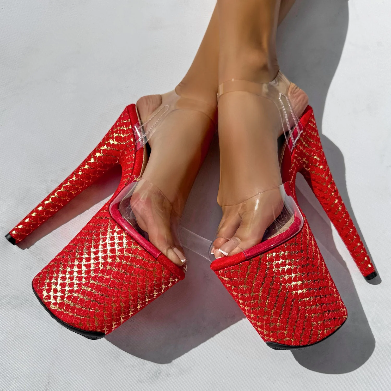 Khaleesi Classic Stiletto - Red & Gold - 8INCH