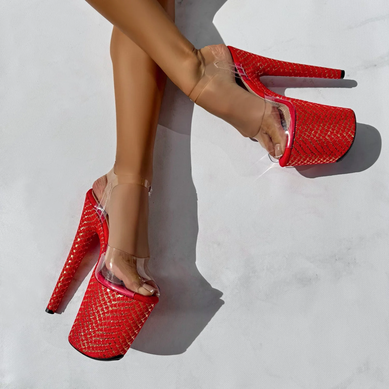 Khaleesi Classic Stiletto - Red & Gold - 8INCH - Image 2
