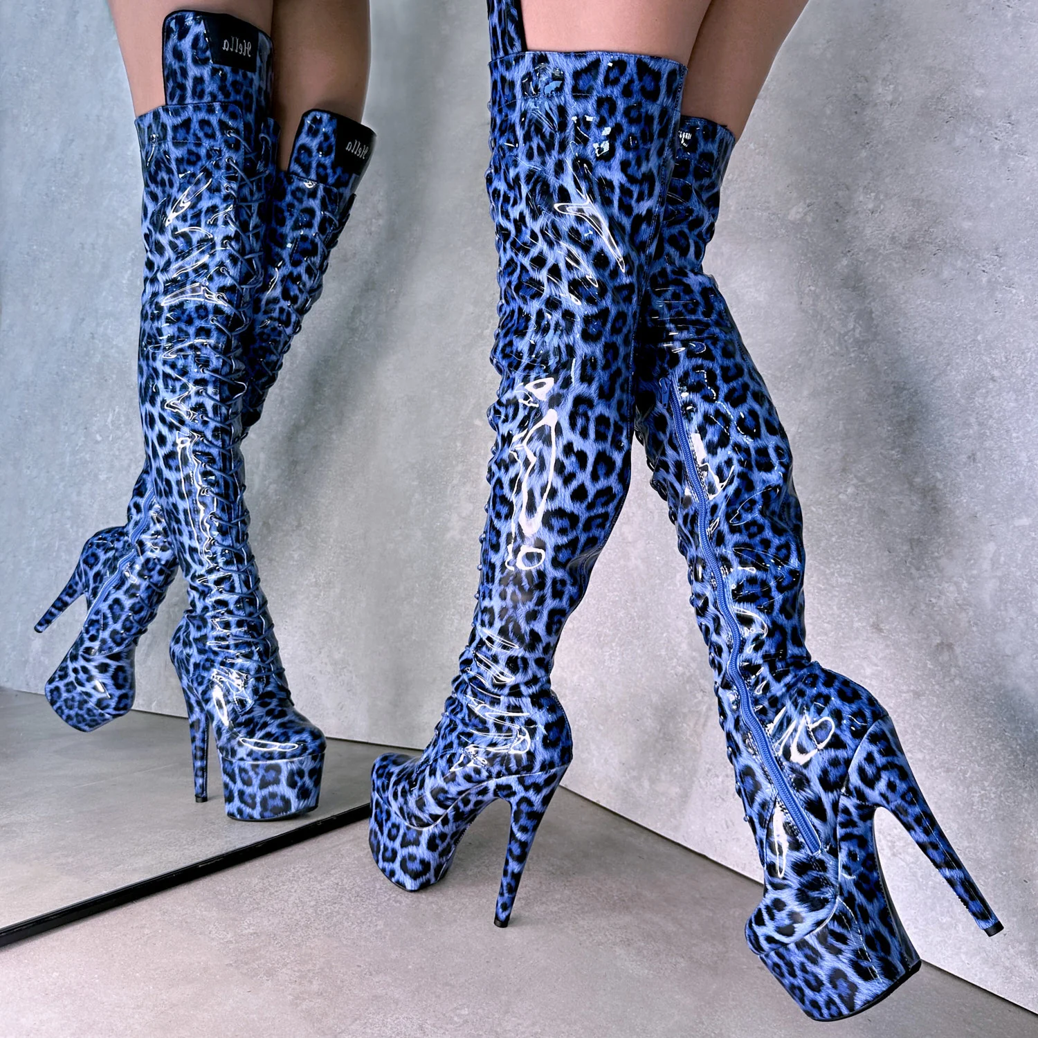 Blue Leopard Thigh High - 8 INCH - Image 3