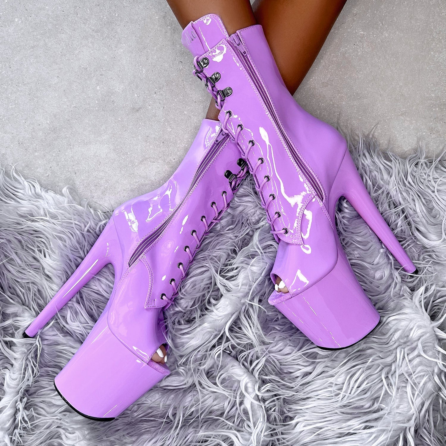 Lipkit Boot Open Toe - Grape - 8INCH