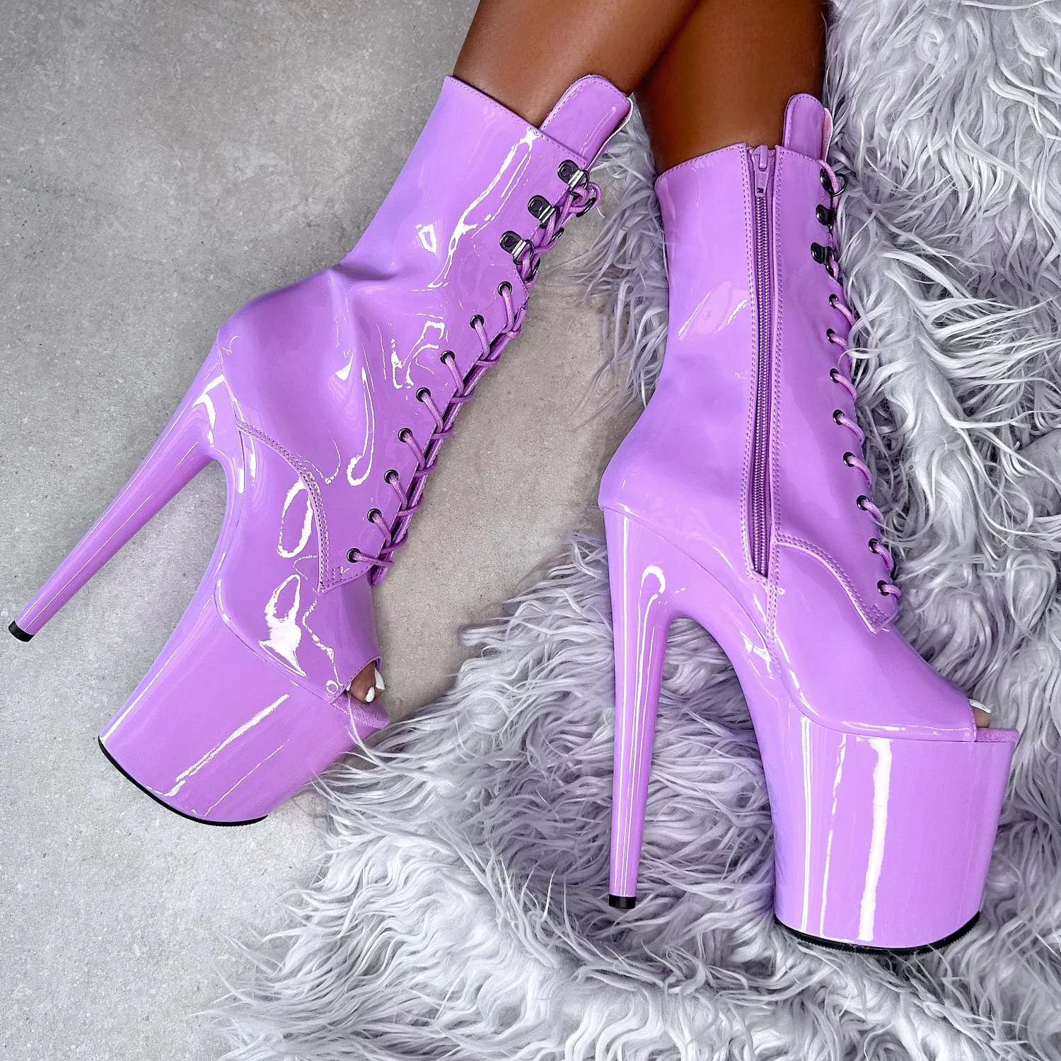 Lipkit Boot Open Toe - Grape - 8INCH - Image 2