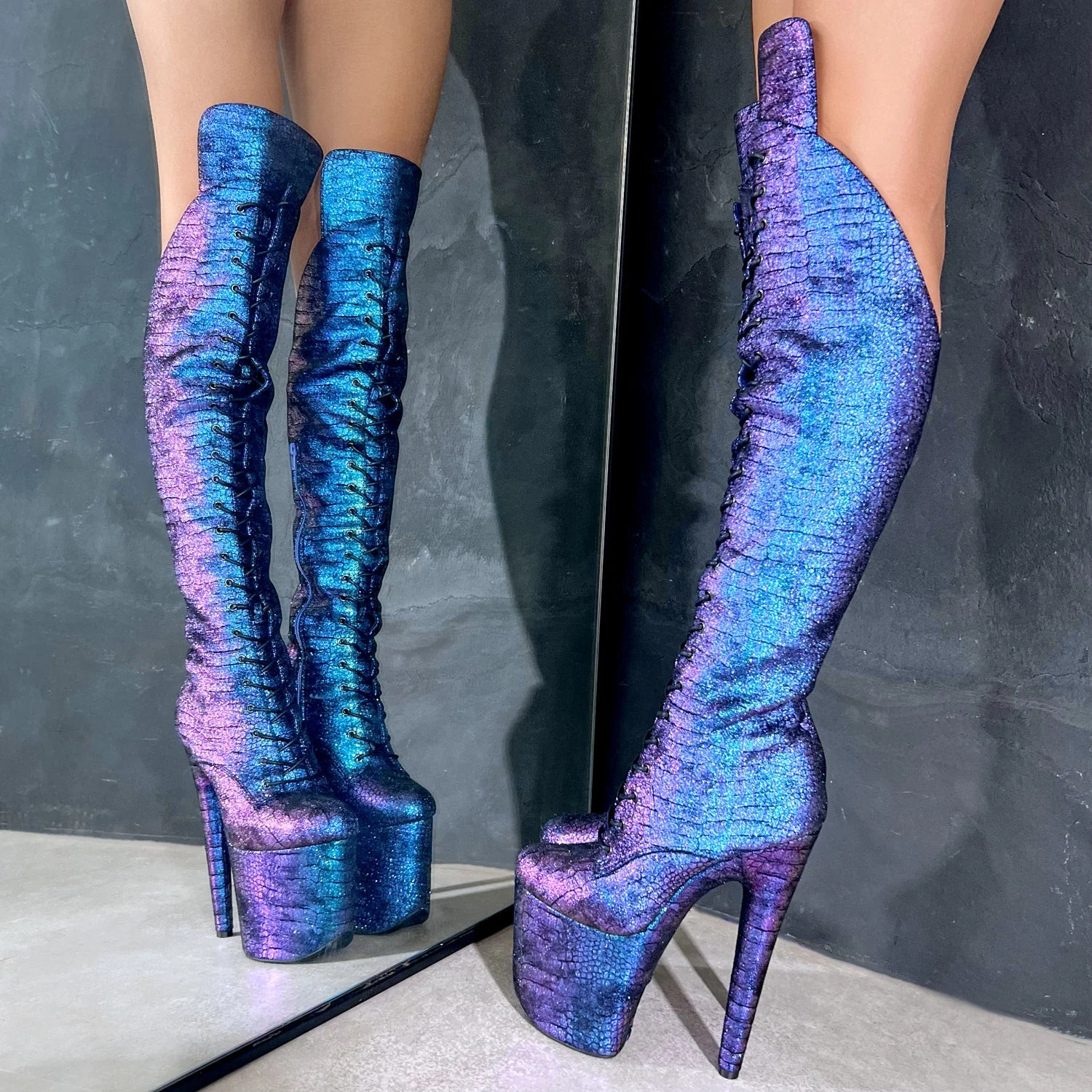 Midnight Mermaid Over Knee Boot - 8INCH - Image 4