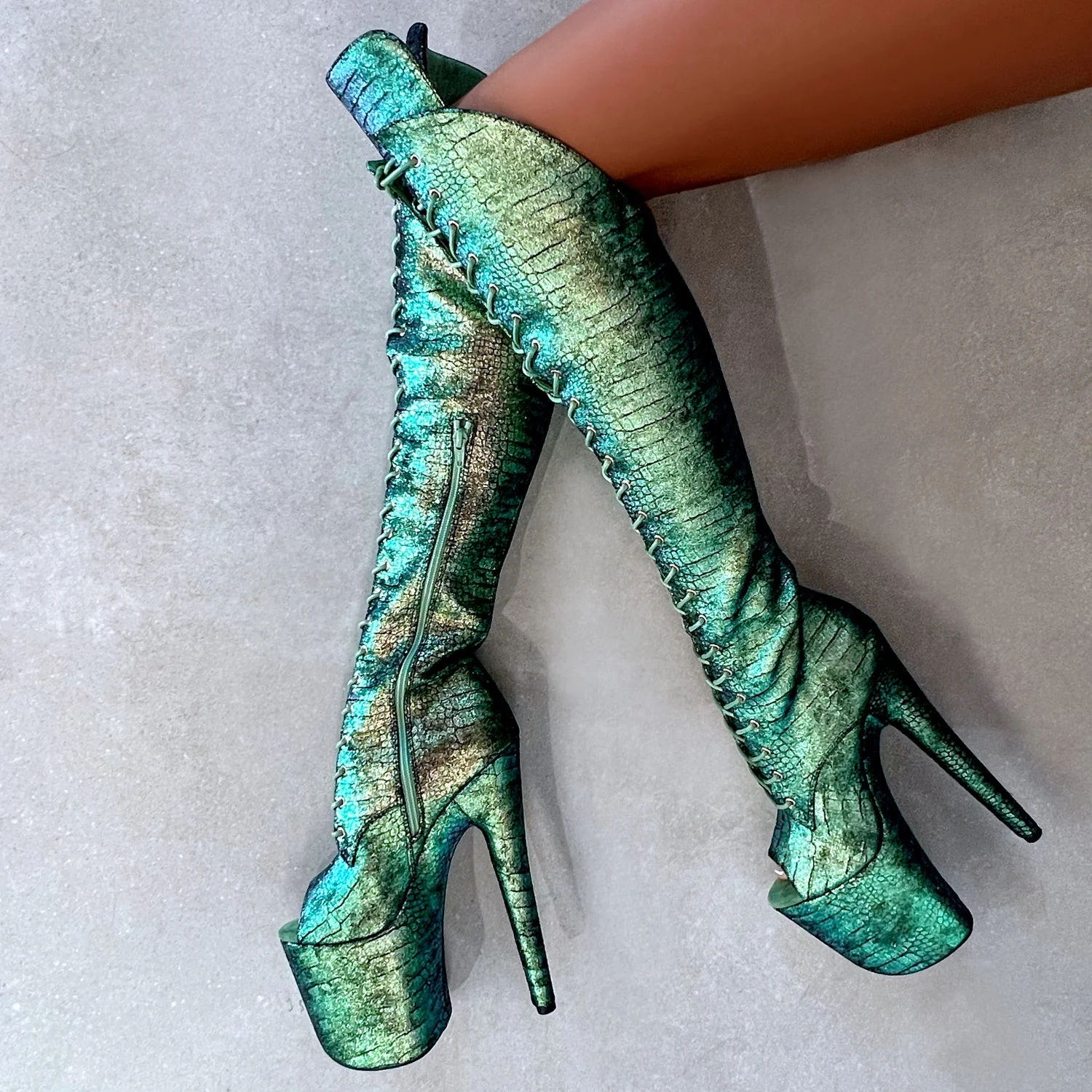 Mermaid Dreams Over Knee Open Toe Boot - 8INCH