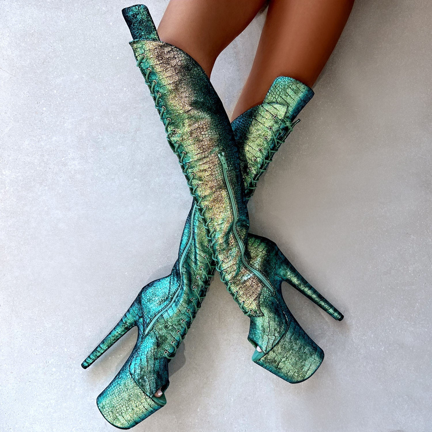 Mermaid Dreams Over Knee Open Toe Boot - 8INCH - Image 3
