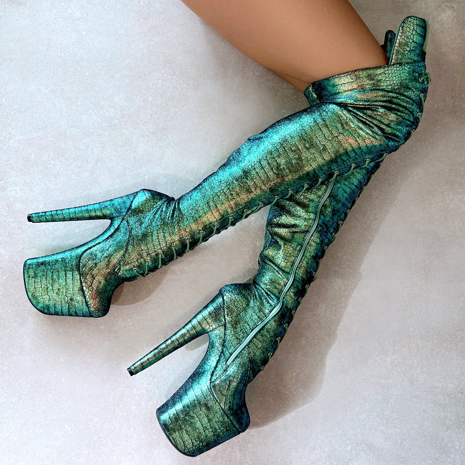 Mermaid Dreams Thigh High Front Lace - 8INCH - Image 3