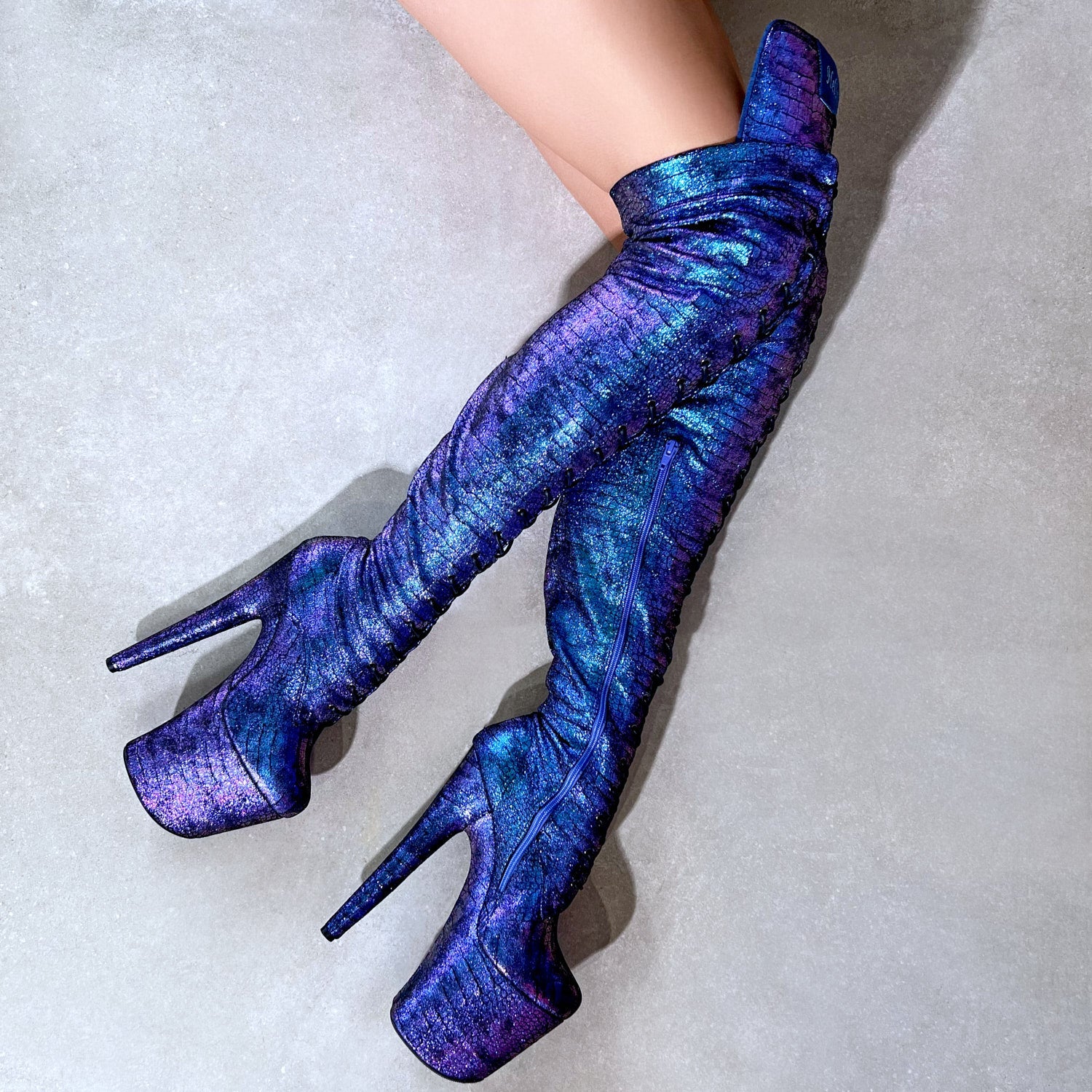 Midnight Mermaid Thigh High Front Lace - 8INCH - Image 2