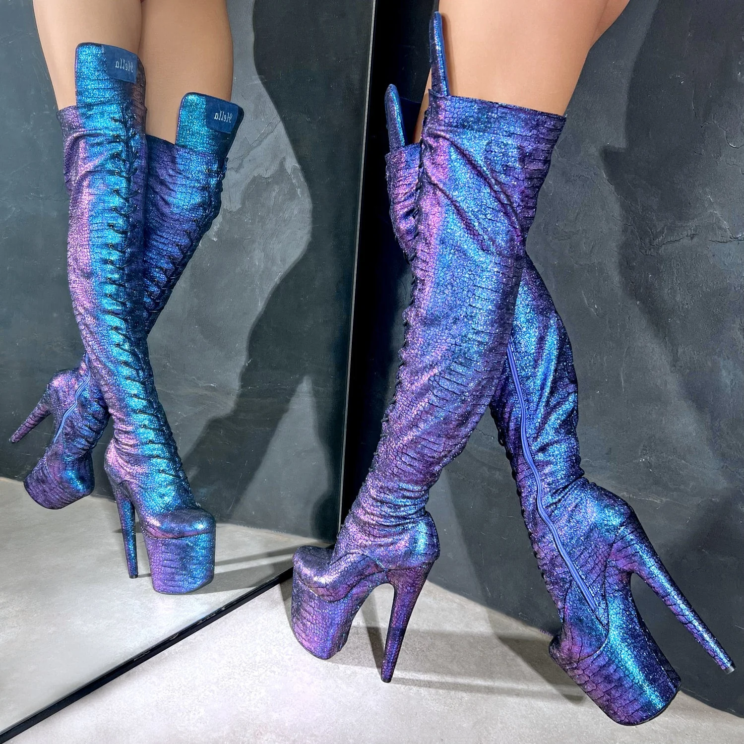Midnight Mermaid Thigh High Front Lace - 8INCH - Image 3