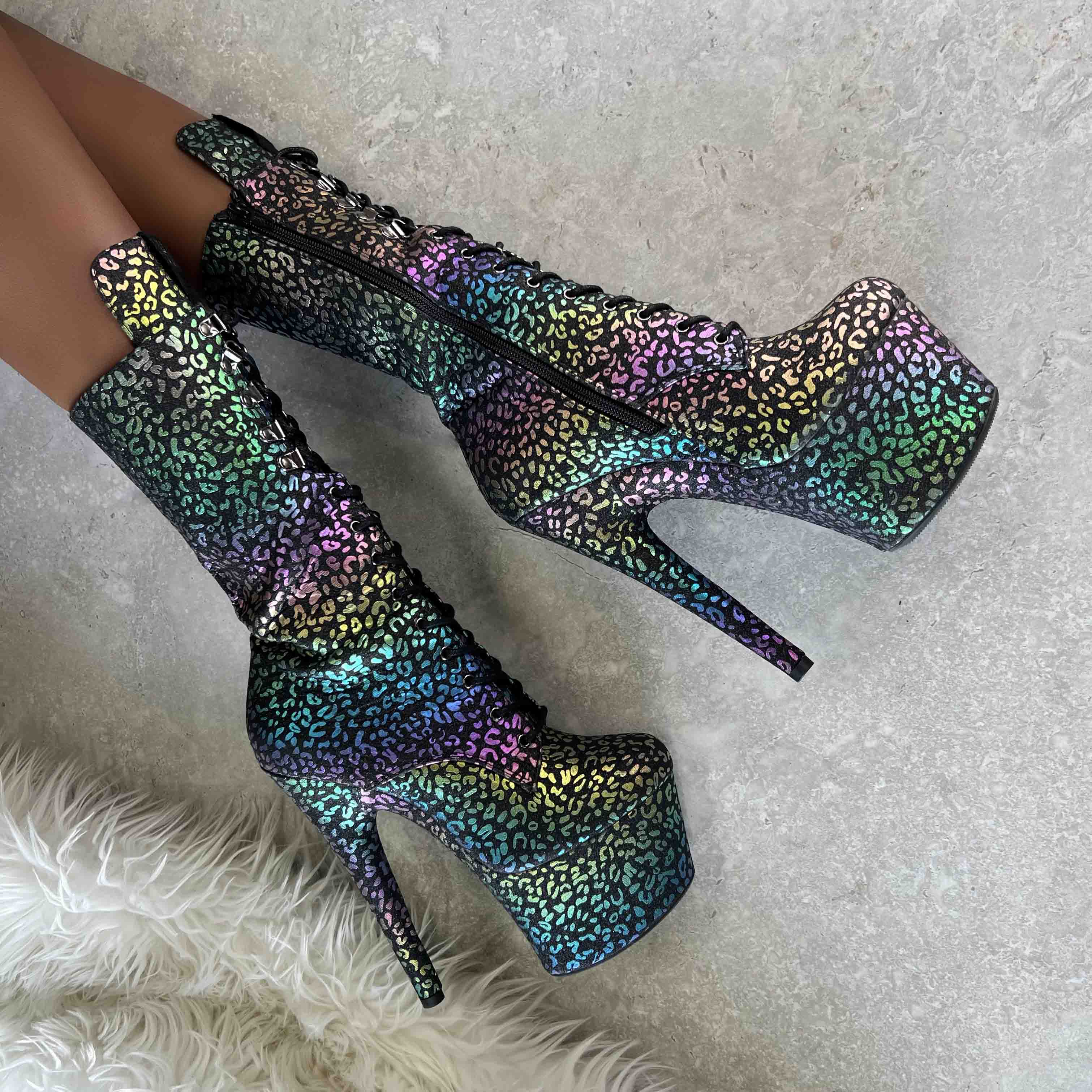 Moonlight Leopard High Ankle Boot - Wide Fit - 7 INCH