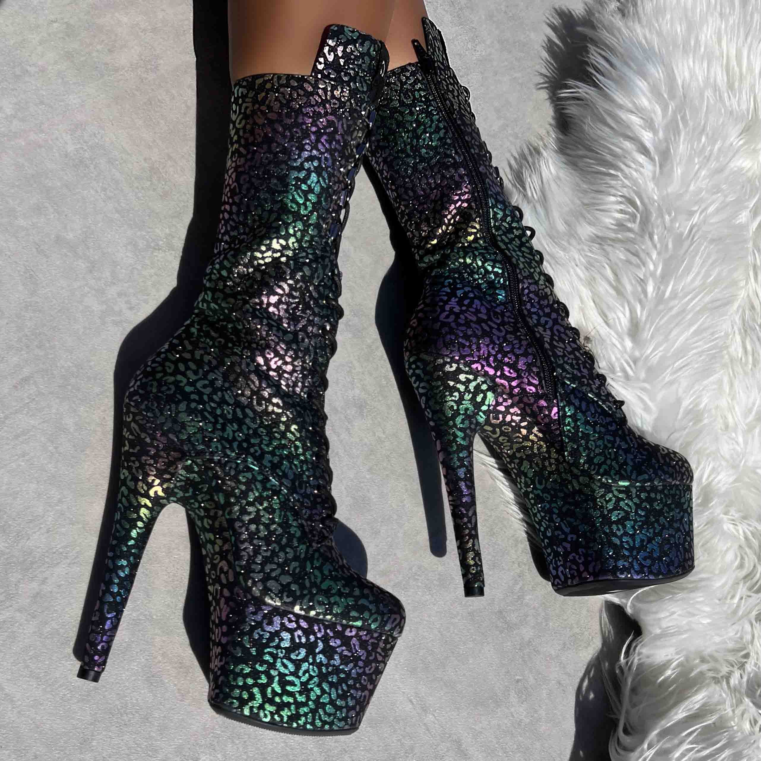 Moonlight Leopard High Ankle Boot - Wide Fit - 7 INCH - Image 3