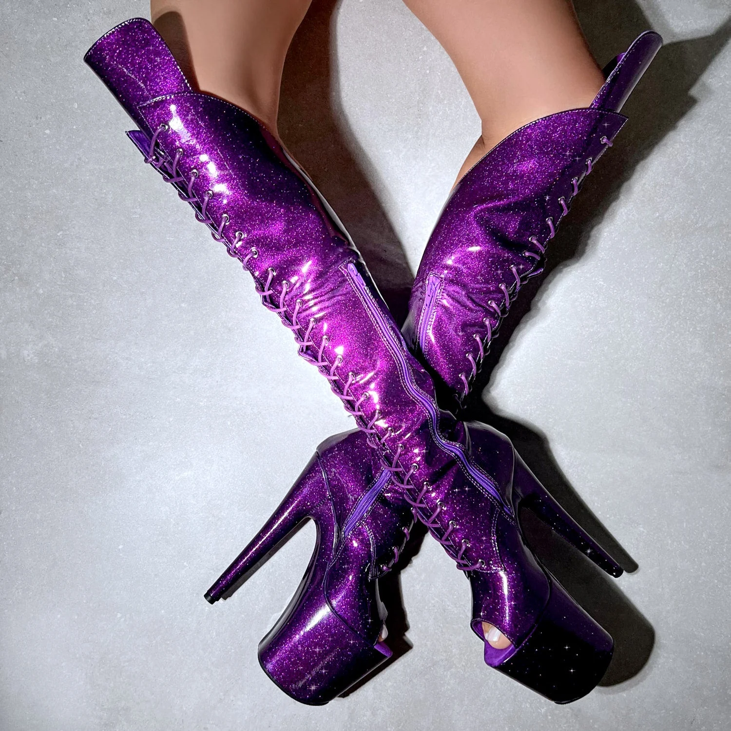 Purple Rain Open Toe Over Knee Boot - 8 INCH - Image 6