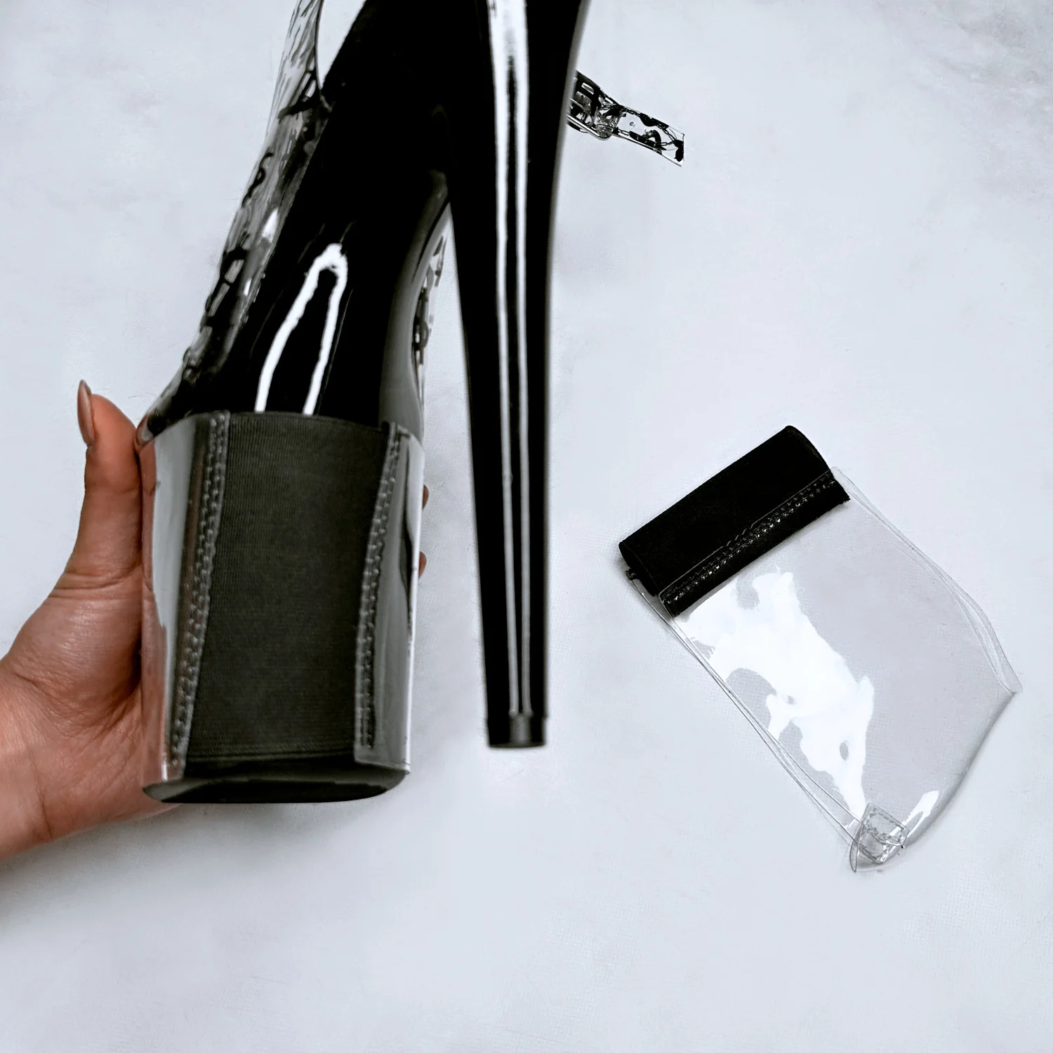 Stiletto & Open Toe Shoe Protectors - Clear & Black - 8 INCH - Image 4