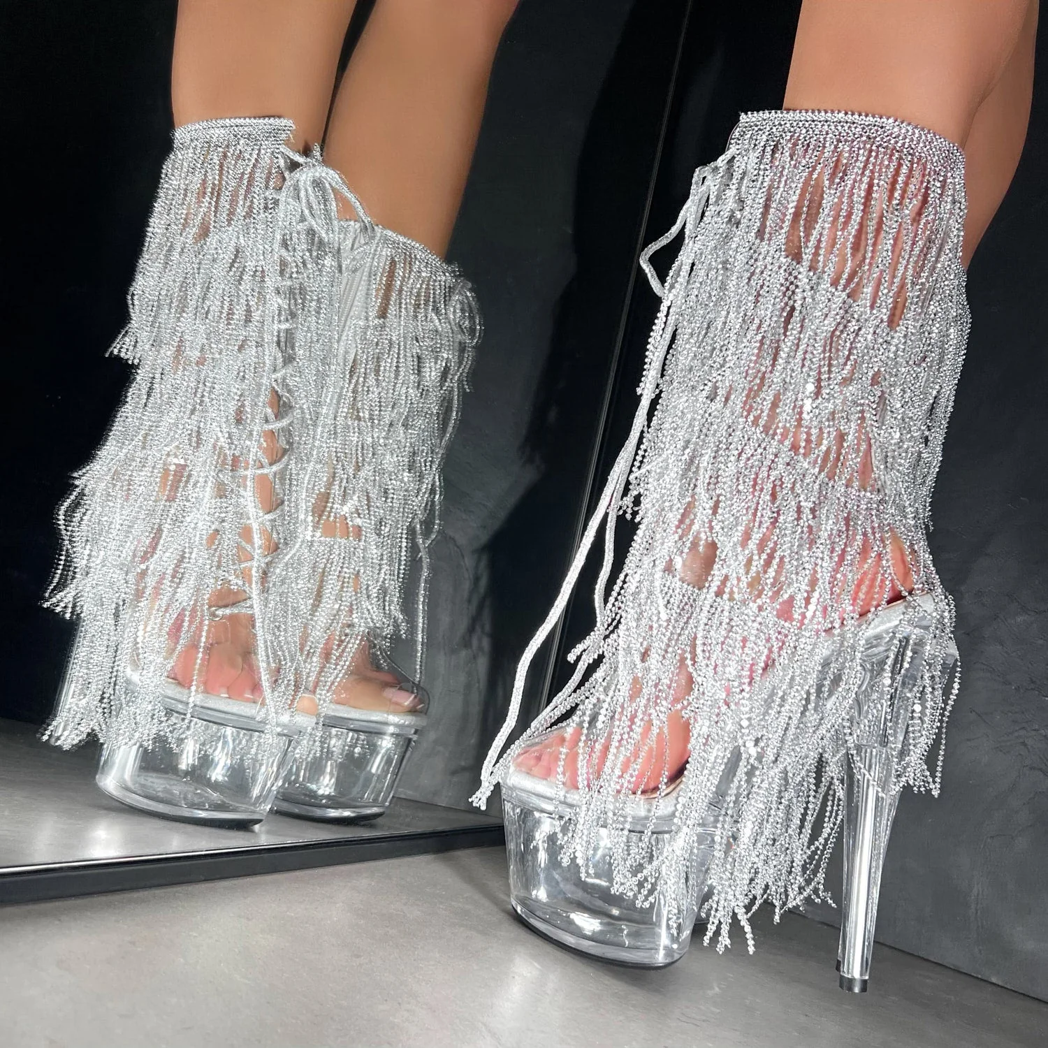 Chrome Cowgirls - OHOT Boot - Clear - 7 INCH - Image 3