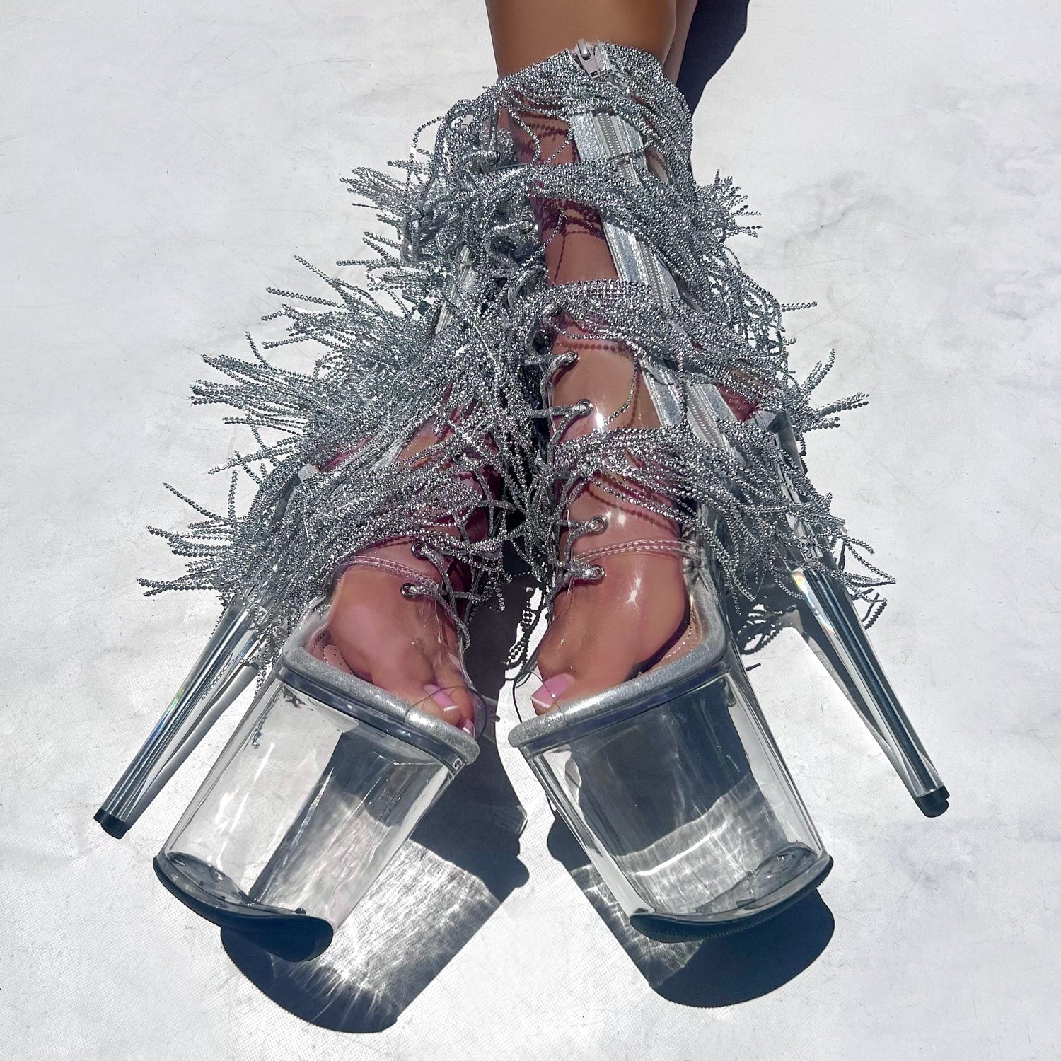 Chrome Cowgirls - OHOT Boot - Clear - 8 INCH - Image 3