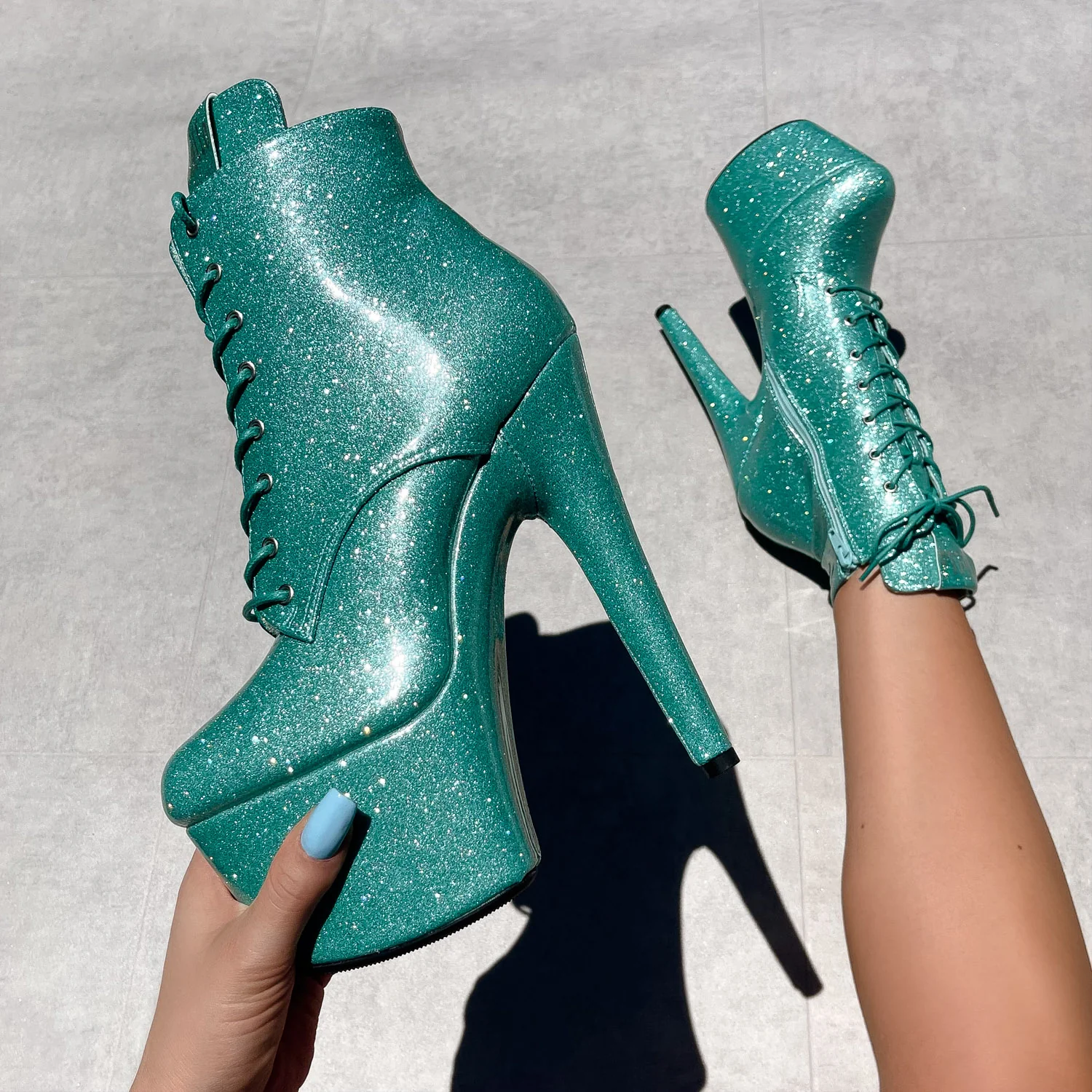 The Glitterati Ankle Boot - Baby Blue - 7 INCH - Image 2
