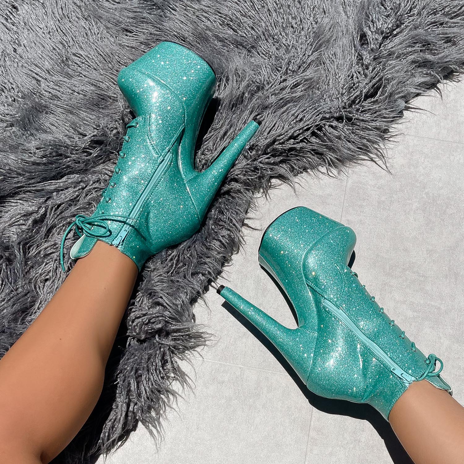 The Glitterati Ankle Boot - Baby Blue - 7 INCH - Image 3