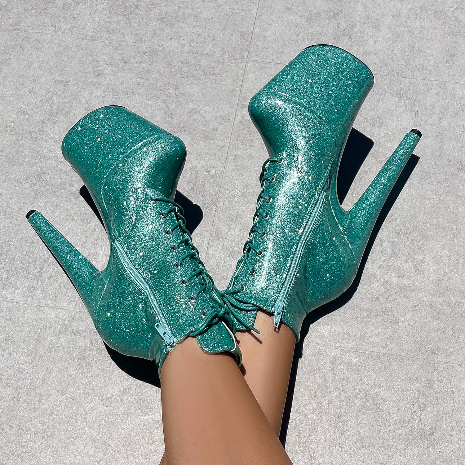 The Glitterati Ankle Boot - Baby Blue - 8 INCH - Image 3