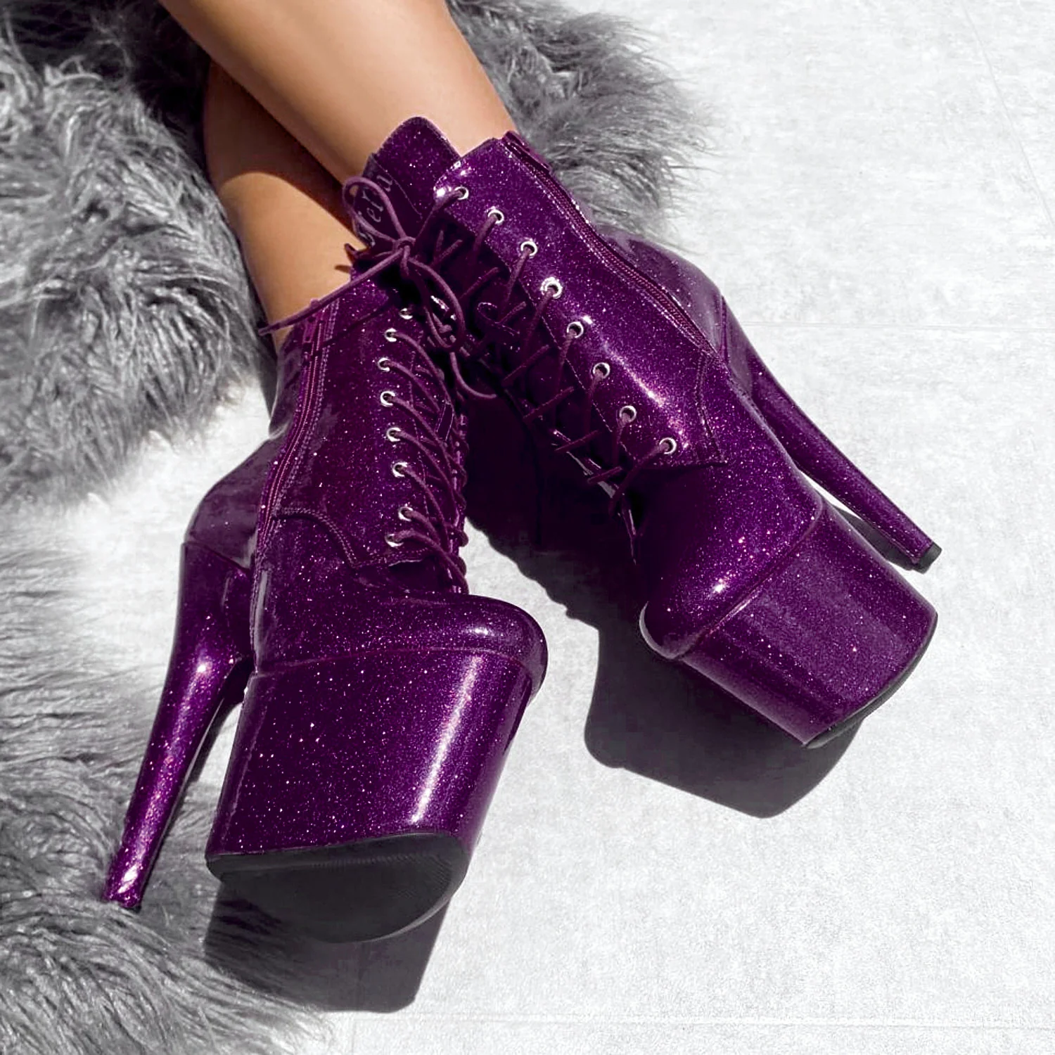 The Glitterati Ankle Boot - Purple Rain - 7 INCH - Image 3
