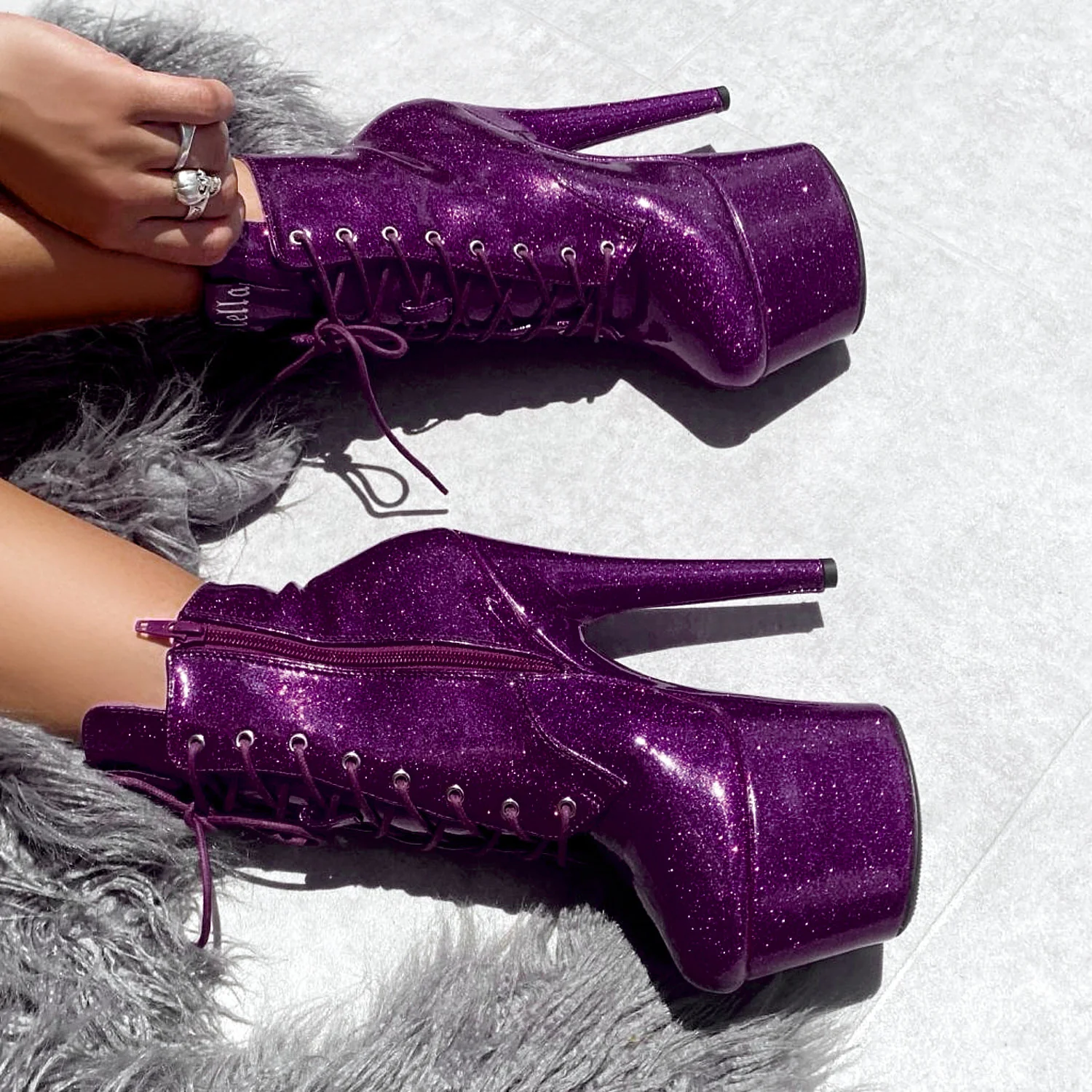 The Glitterati Ankle Boot - Purple Rain - 7 INCH - Image 5