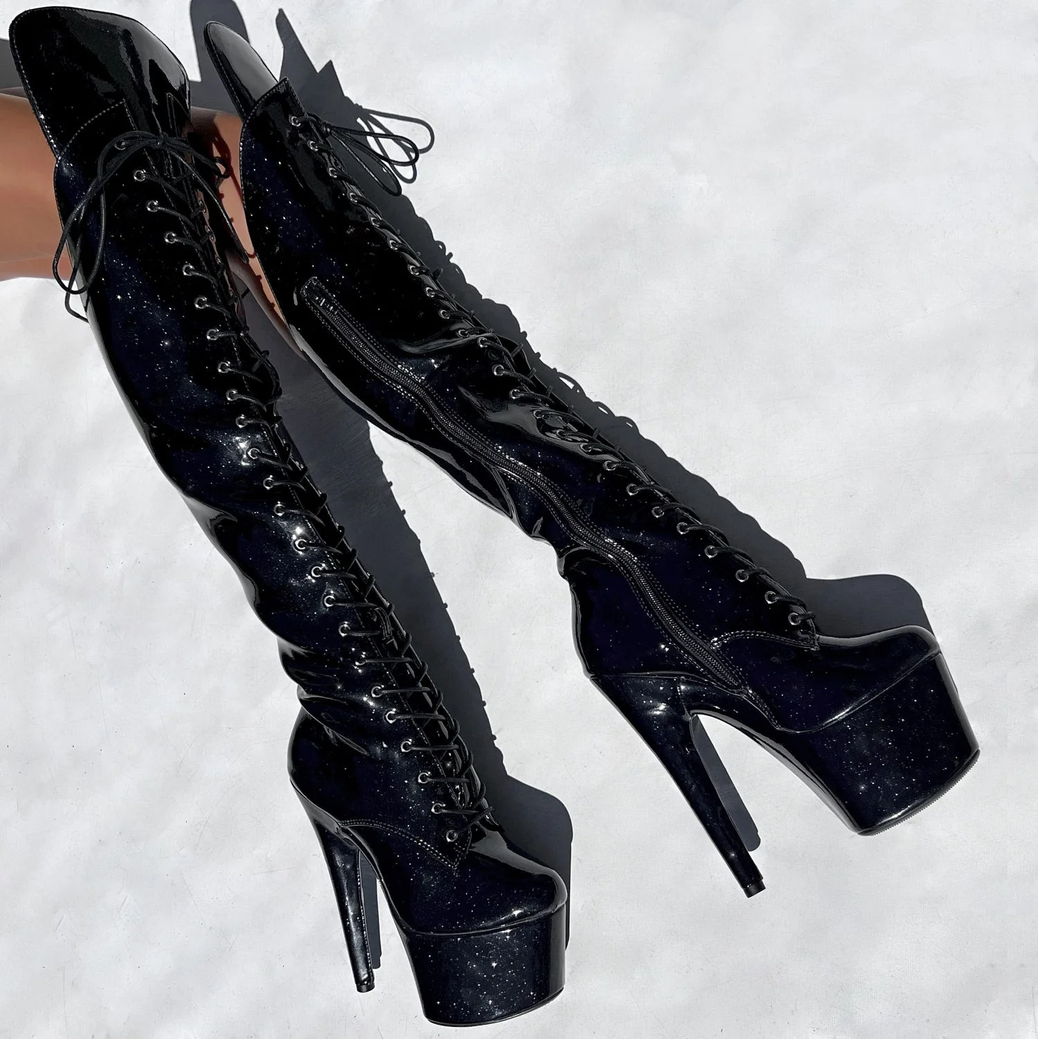 The Glitterati Over Knee Boot - Sin City - 7 INCH - Image 4